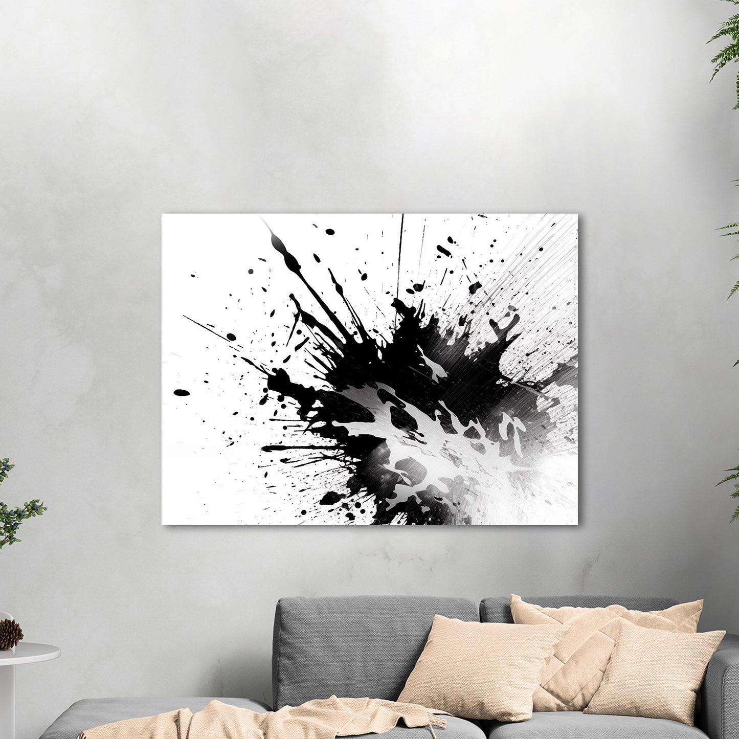 Black and white abstract ink splatter art - Captivating Monochrome Ink Splatter Zen