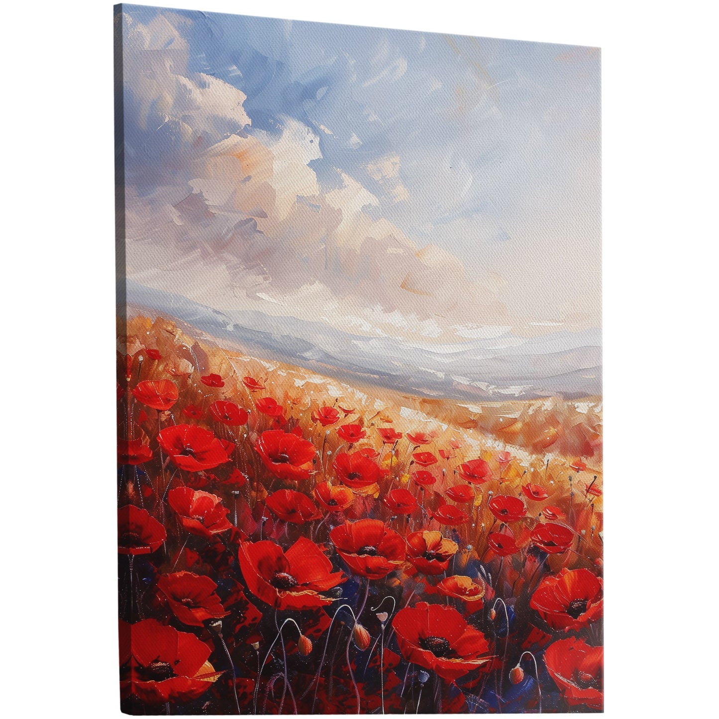 Poppy Field Painting in Minimalist Style - Serene Elegance