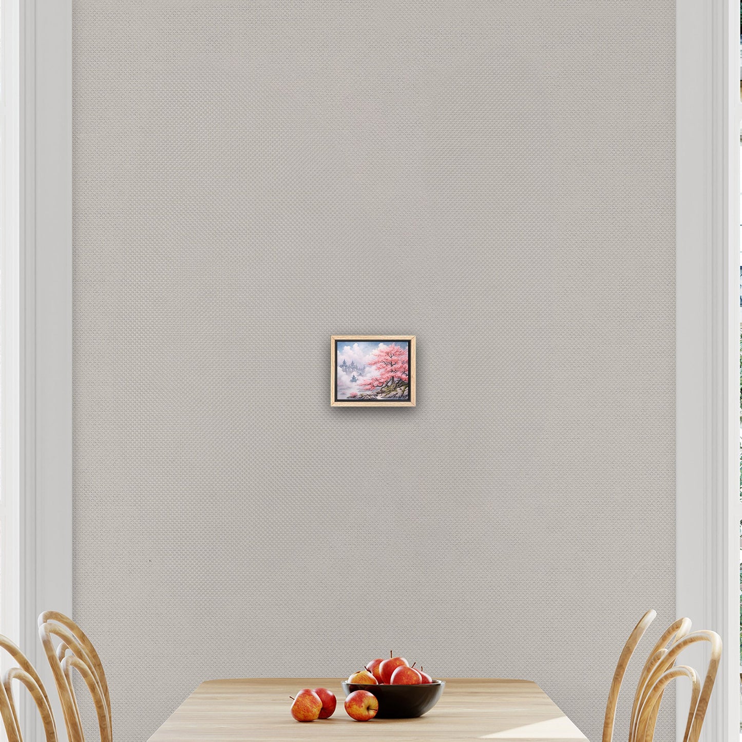 Asian Botanical Watercolor - Cherry Blossom Serenity Zen Garden