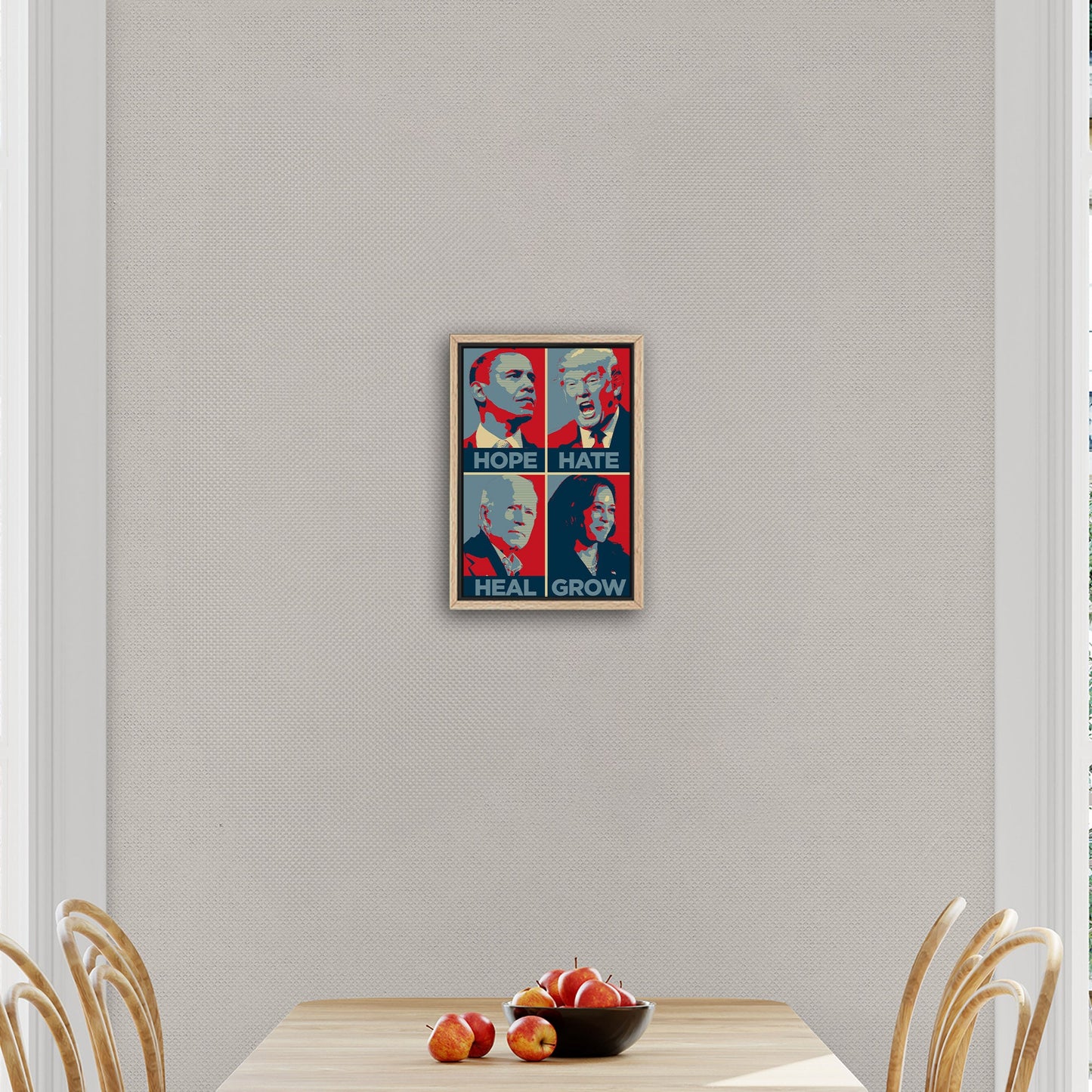 Obama, Trump, Biden, Harris - Hope, Hate, Heal, Grow Hope-style Poster 2024 Presidential Election