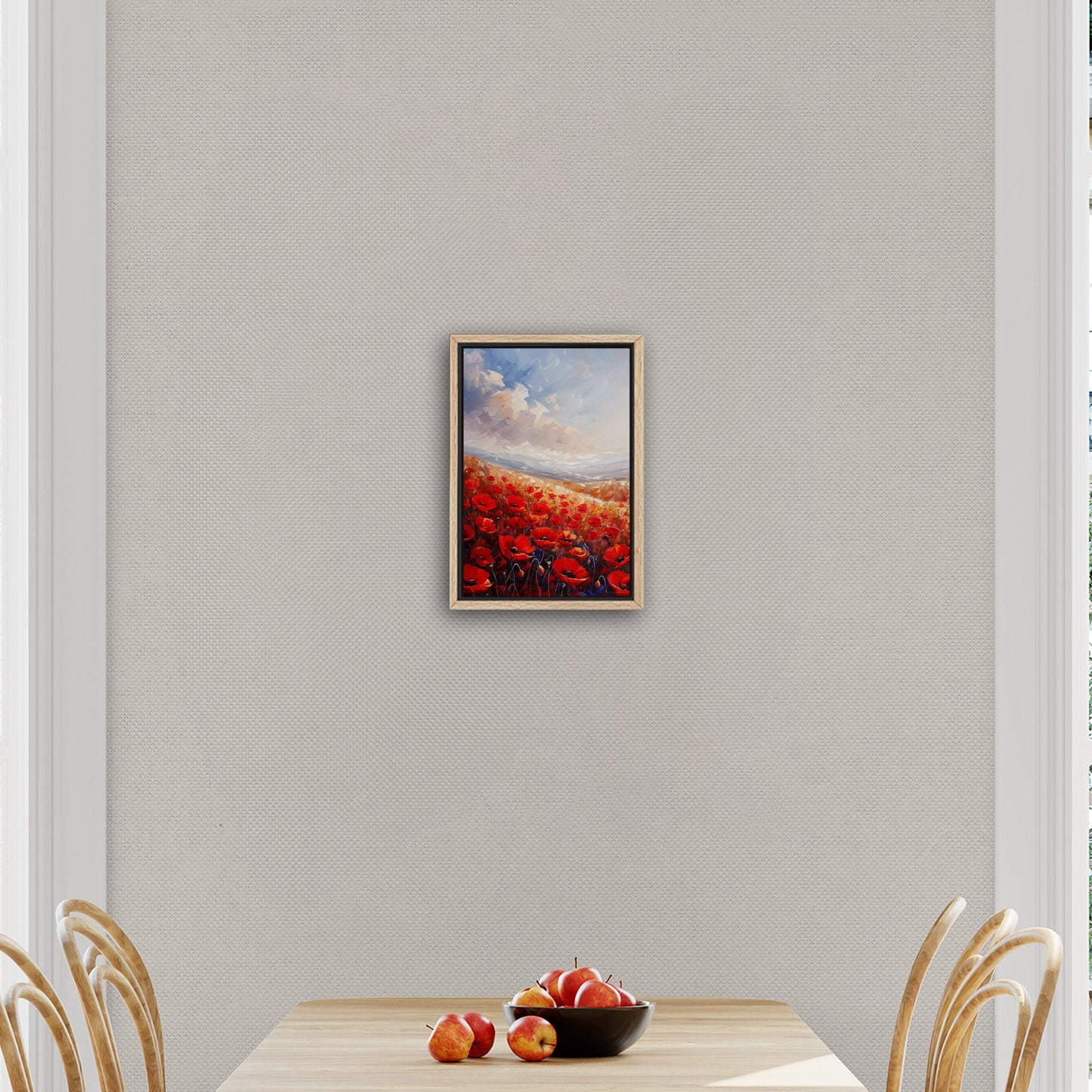 Poppy Field Painting in Minimalist Style - Serene Elegance
