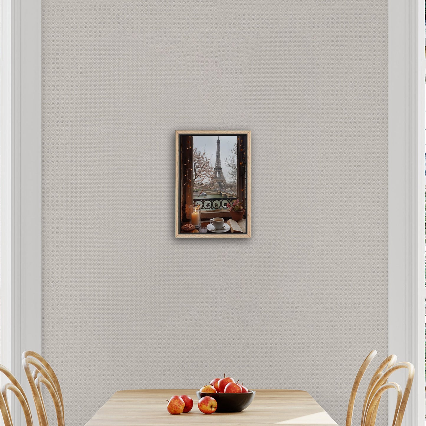 Cozy Paris Cafe Scene with Eiffel Tower View