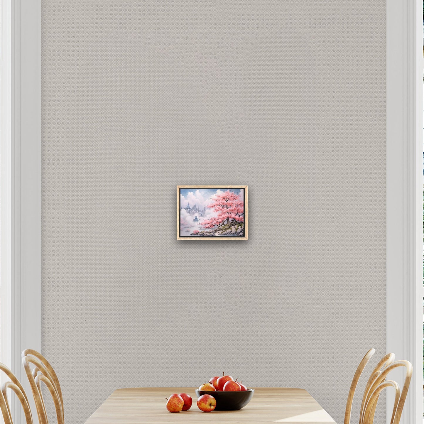 Asian Botanical Watercolor - Cherry Blossom Serenity Zen Garden
