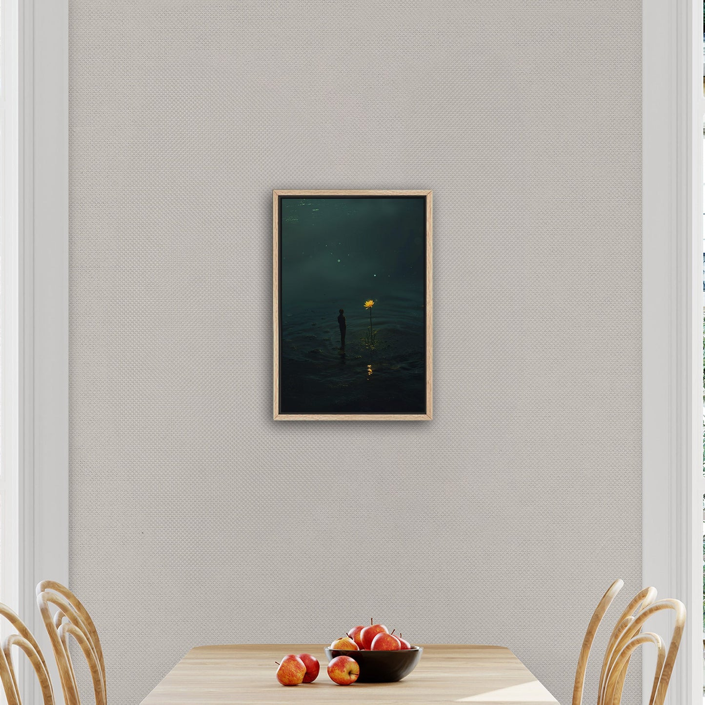 Surreal Image of Man Staring at Giant Dandelion - Hope's Flicker in Despair's Abyss