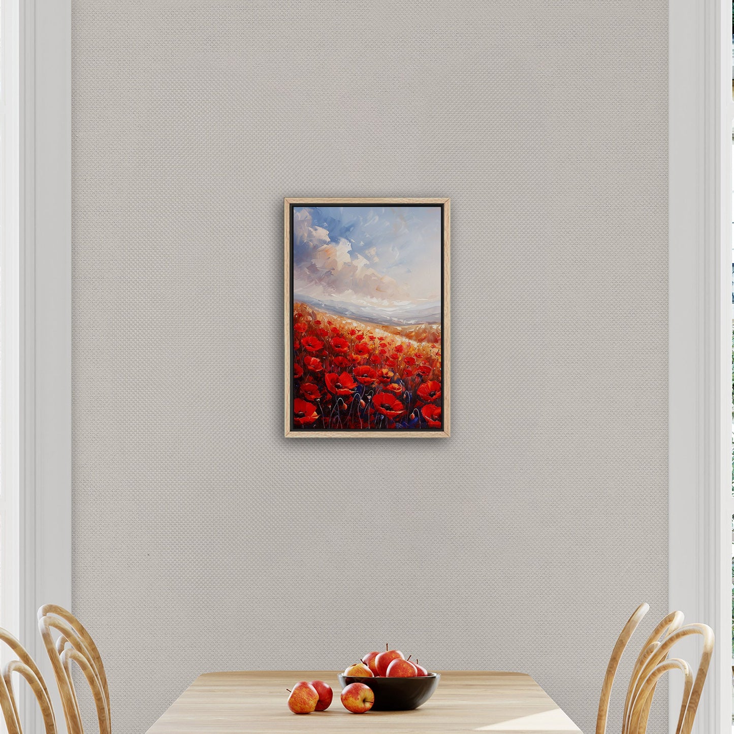 Poppy Field Painting in Minimalist Style - Serene Elegance