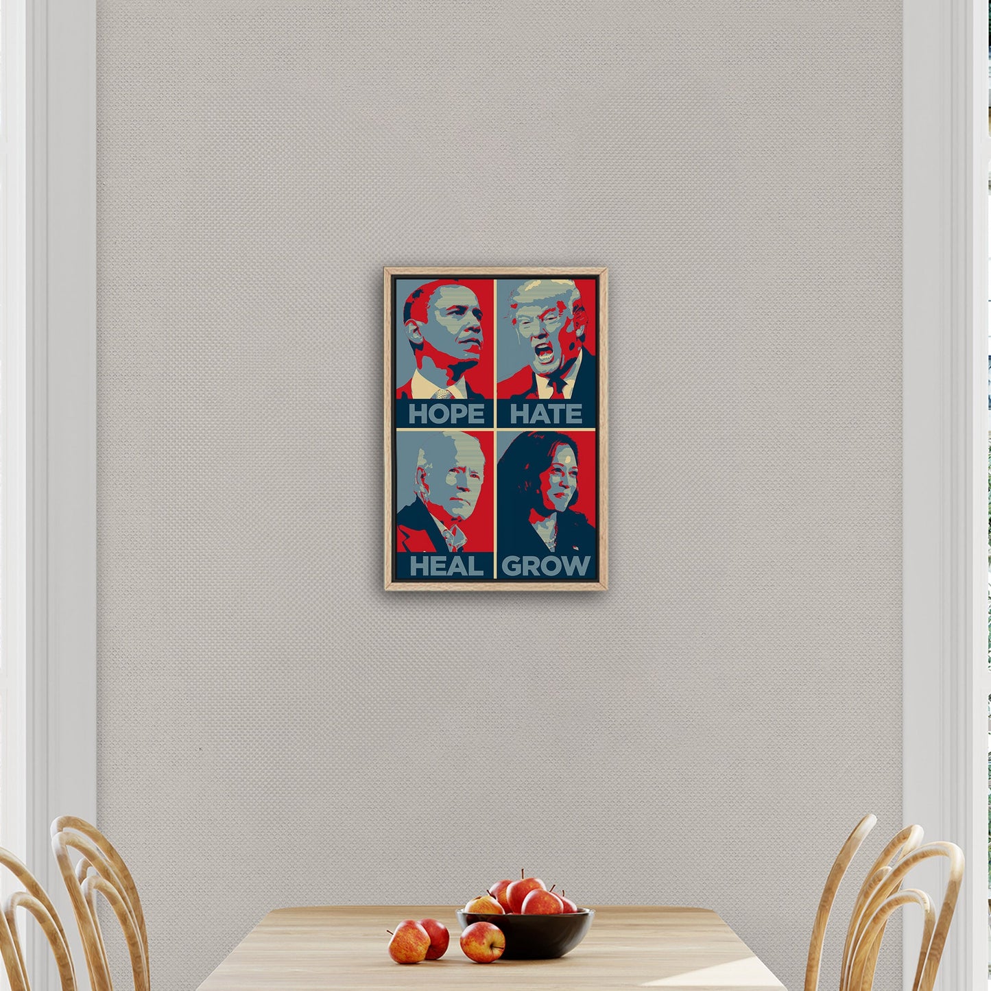 Obama, Trump, Biden, Harris - Hope, Hate, Heal, Grow Hope-style Poster 2024 Presidential Election