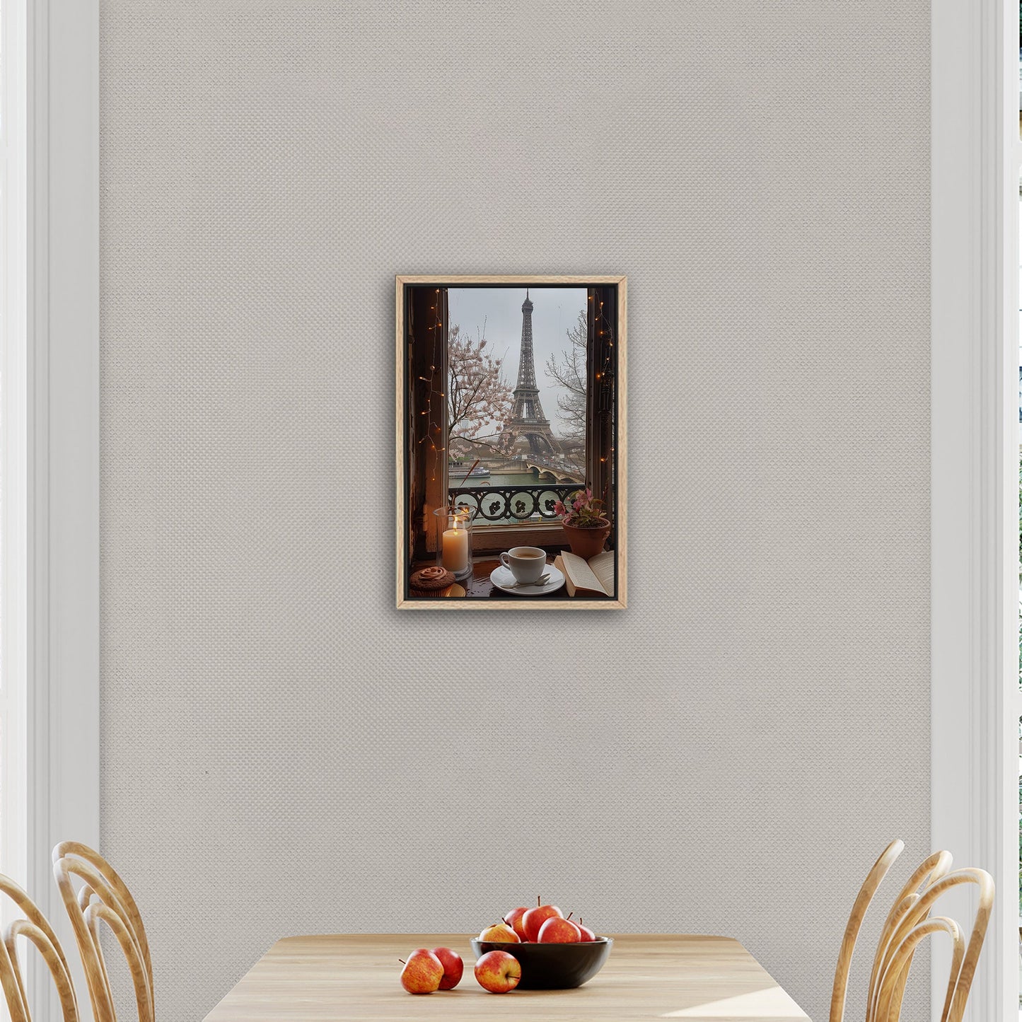Cozy Paris Cafe Scene with Eiffel Tower View