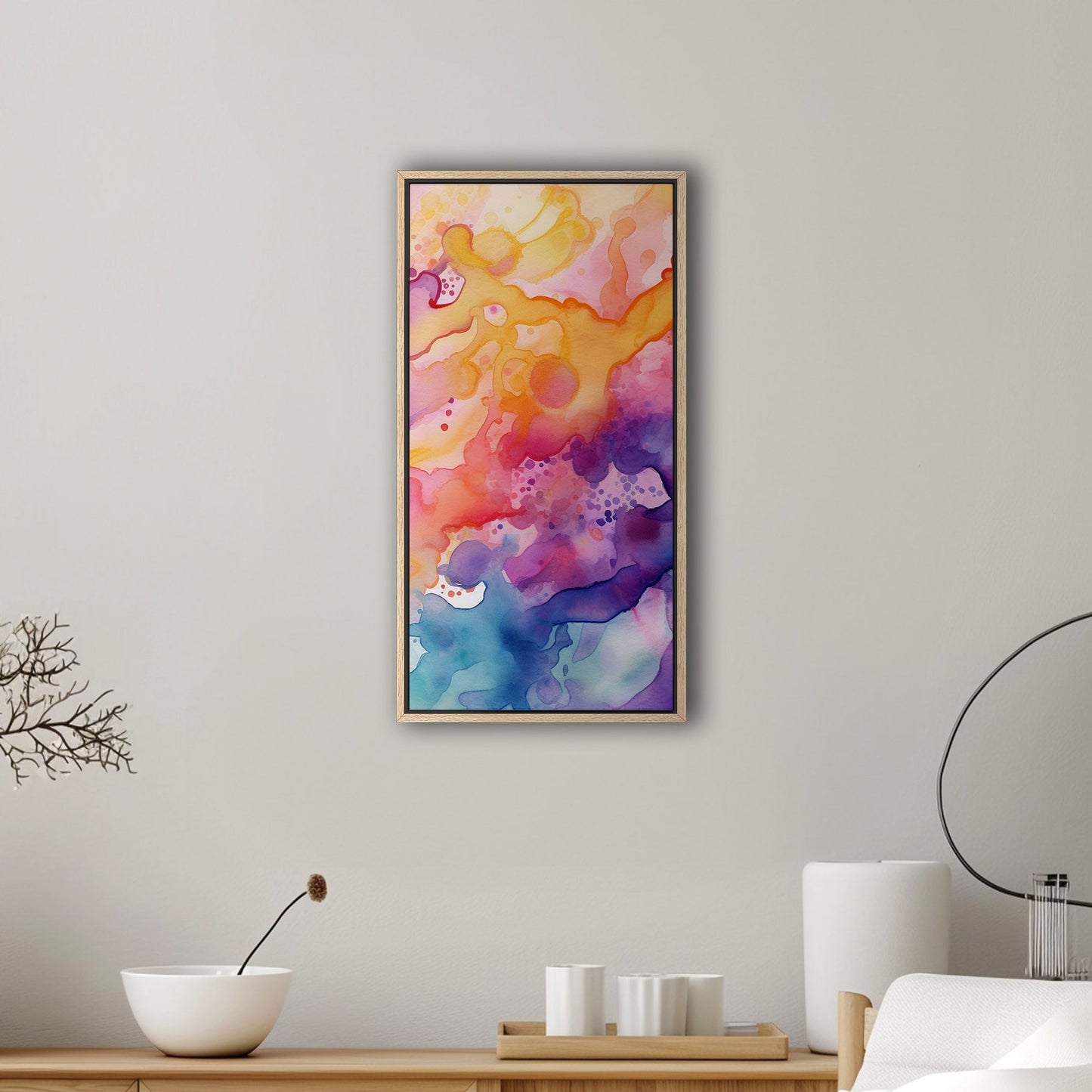 Abstract watercolor art with vibrant colors