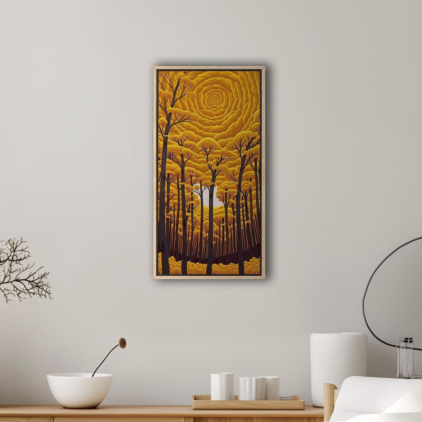 Romantic Stylized Painting of Autumn Woods - Ethereal Golden Woods: A Romance