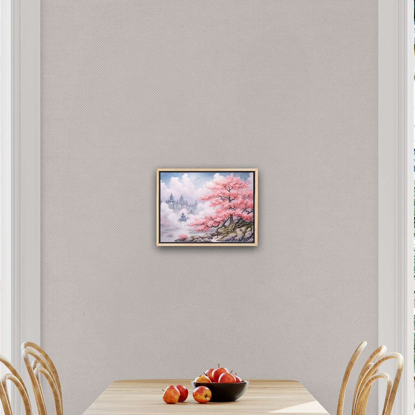 Asian Botanical Watercolor - Cherry Blossom Serenity Zen Garden