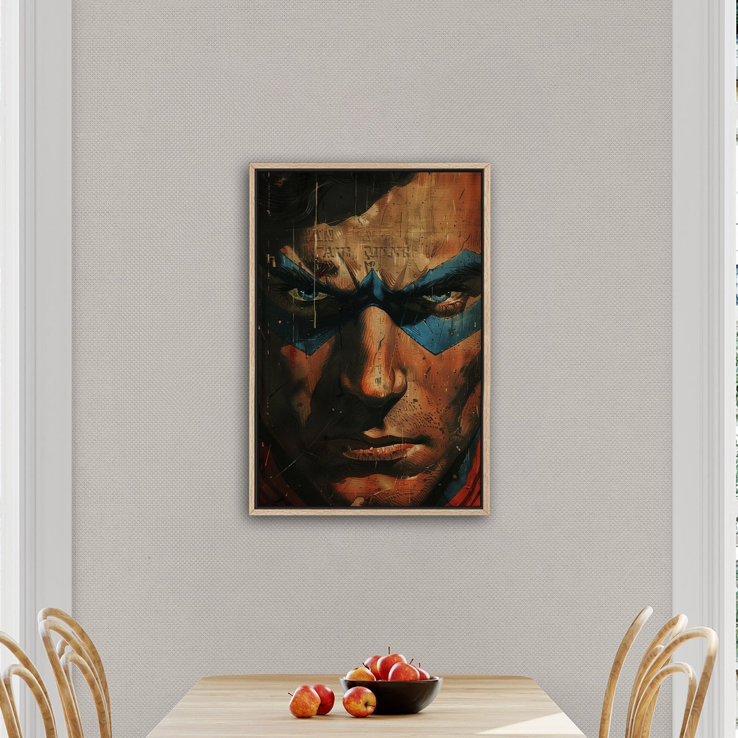Comicbook style closeup superhero face portrait - Epic Heroic Vintage Comic Closeup Art