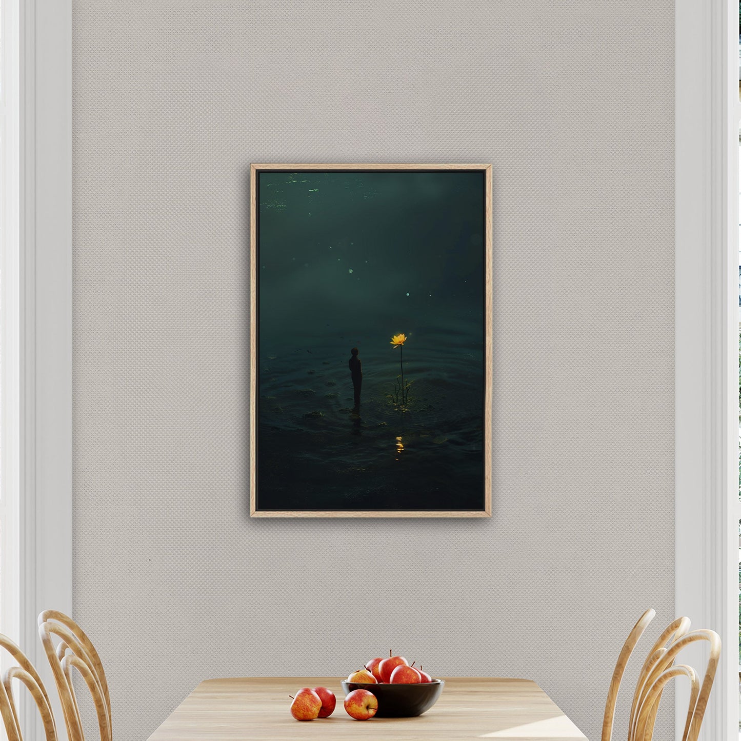 Surreal Image of Man Staring at Giant Dandelion - Hope's Flicker in Despair's Abyss