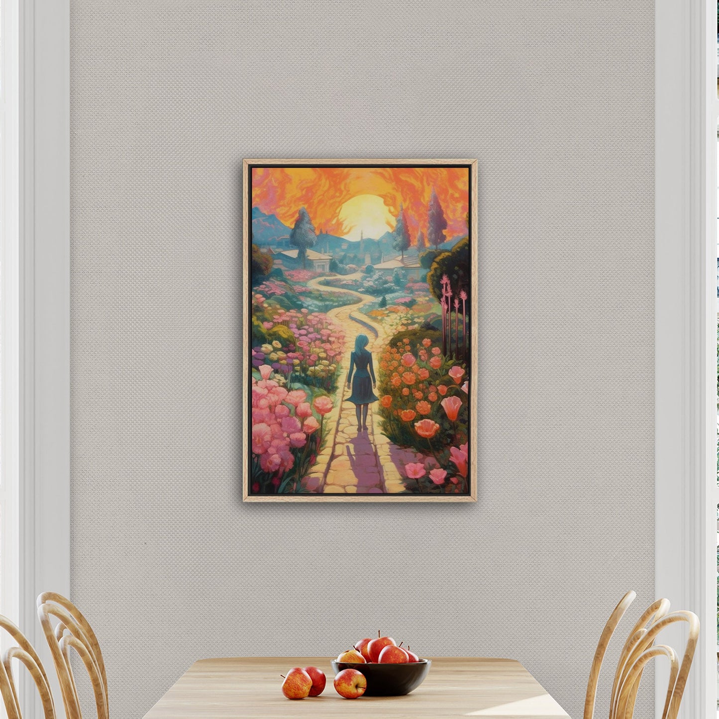 Child's Room Whimsical Fairytale Watercolor Landscape - Enchanted Floral Pathways