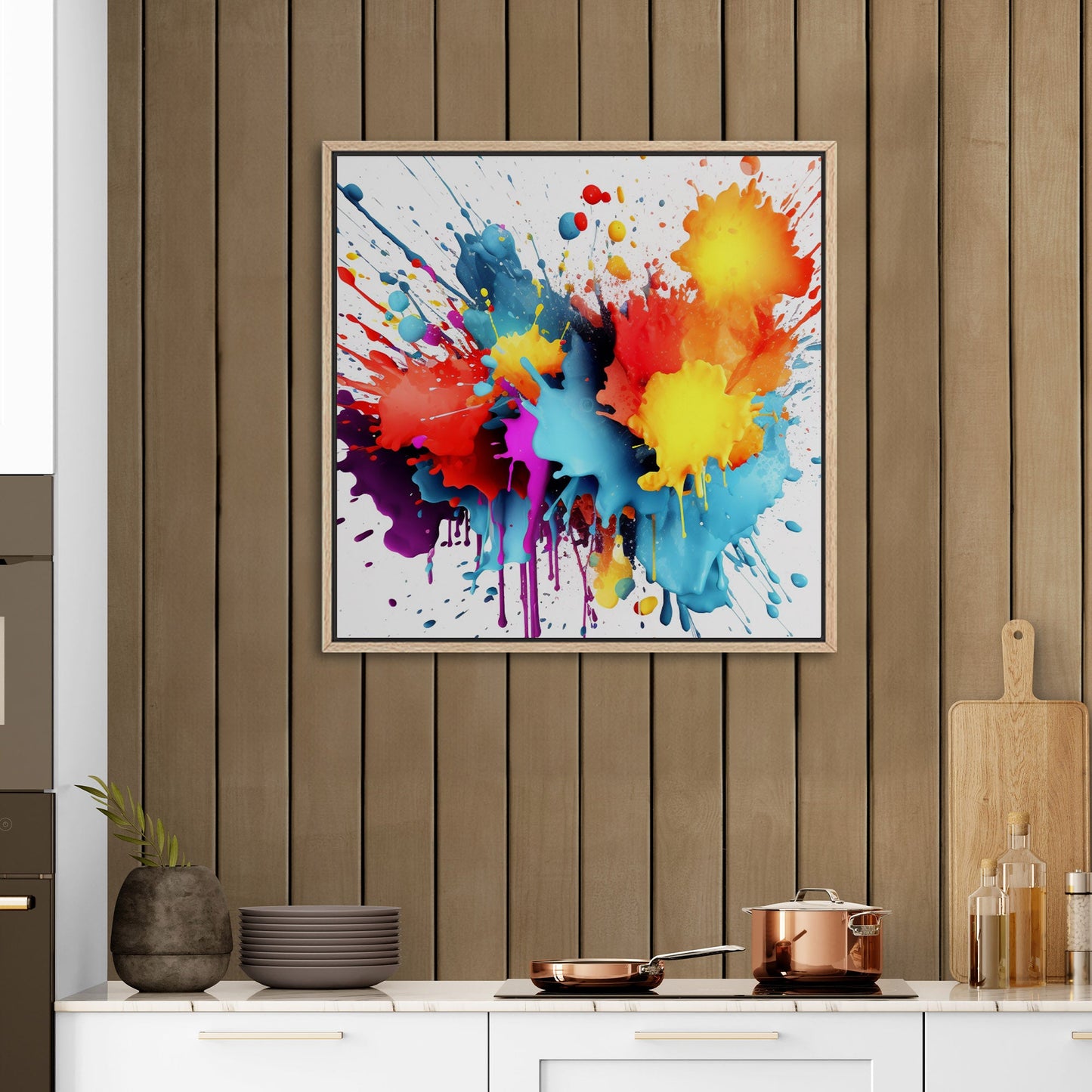 3D Digital Render of Splattered Colors - Vivid Spectrum Splatter Art