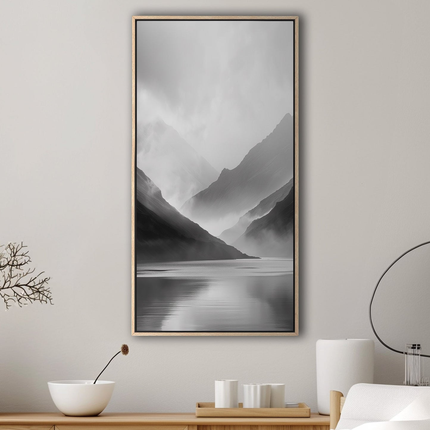 Black and White Mountain Landscape Long Exposure Photo - Whispering Shadows of Silent Hills