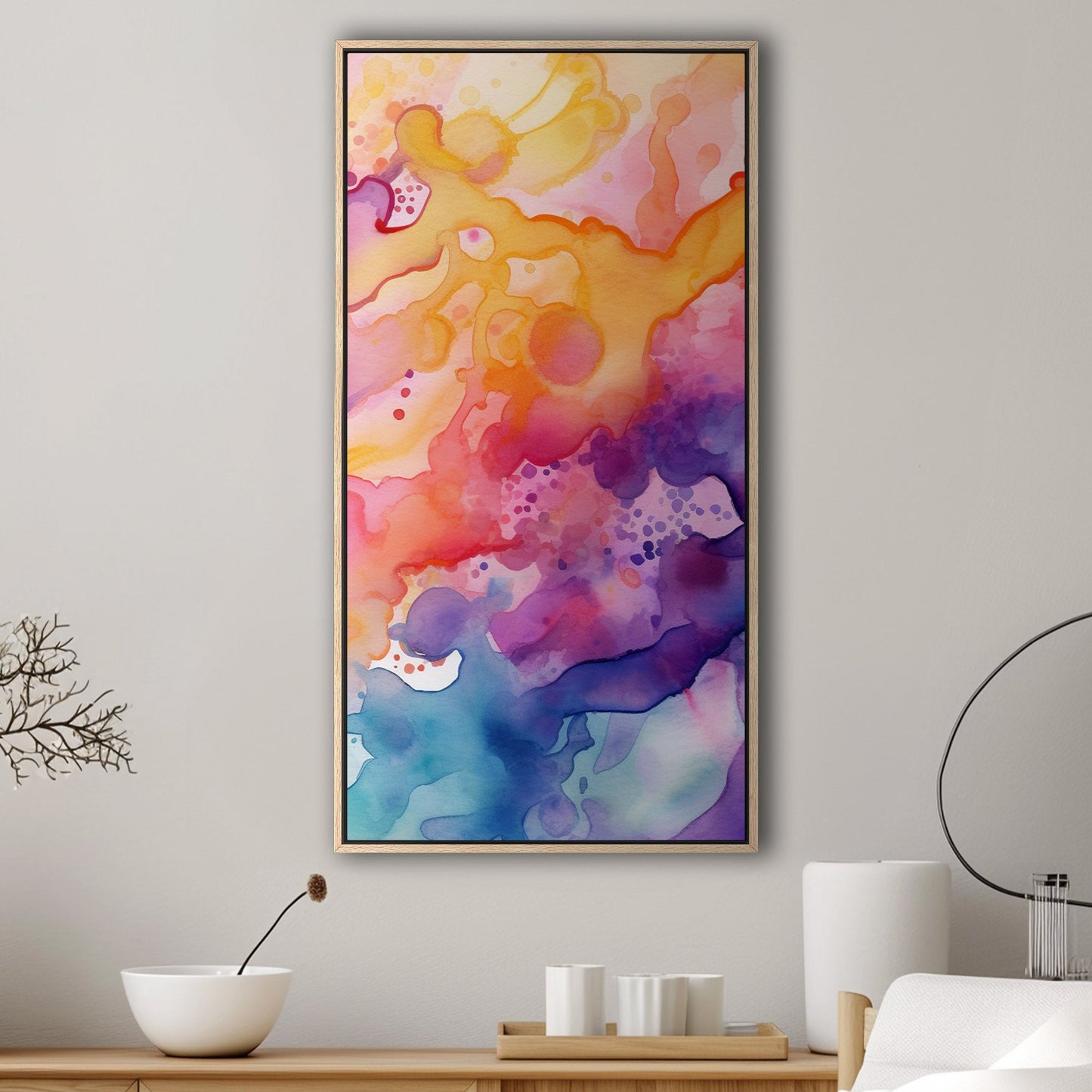 Abstract watercolor art with vibrant colors