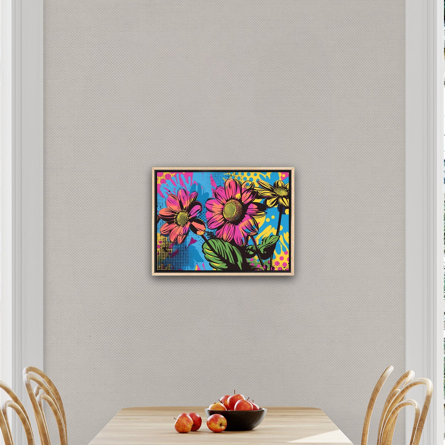 Flowers in Pop Art Printed Style - Blossoms of Creativity