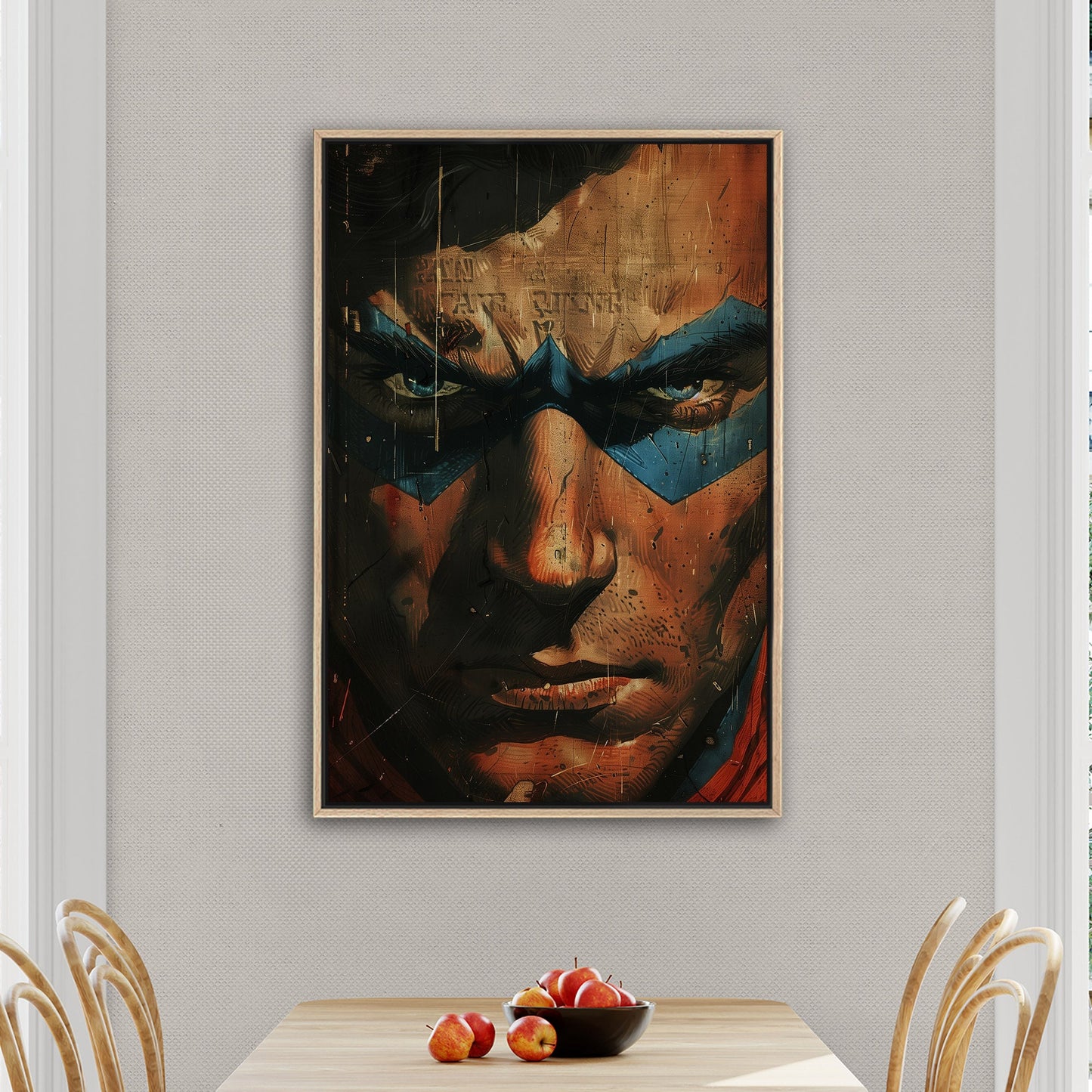 Comicbook style closeup superhero face portrait - Epic Heroic Vintage Comic Closeup Art