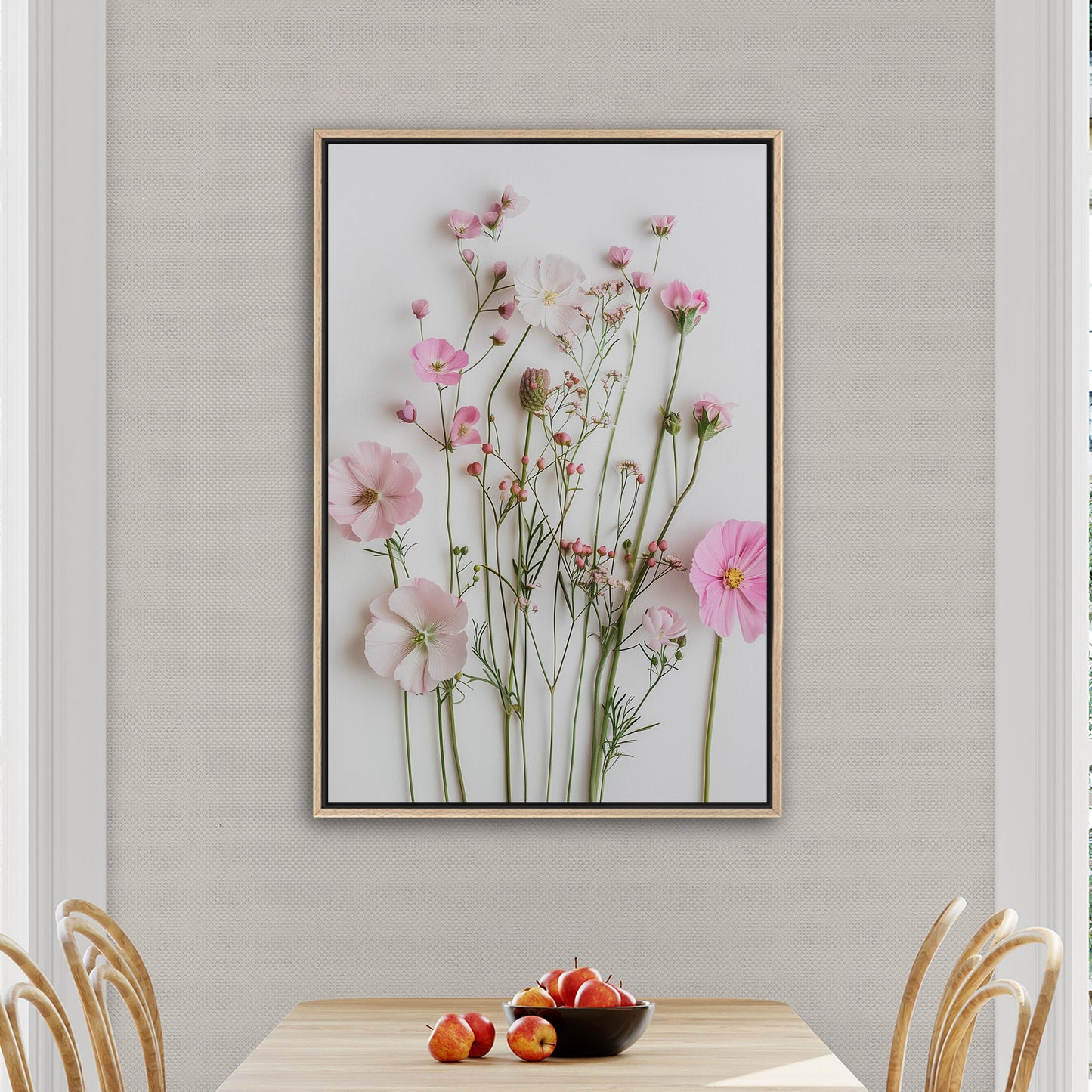 Elegant pink wildflower botanical wall art -Enchanted Blossoms