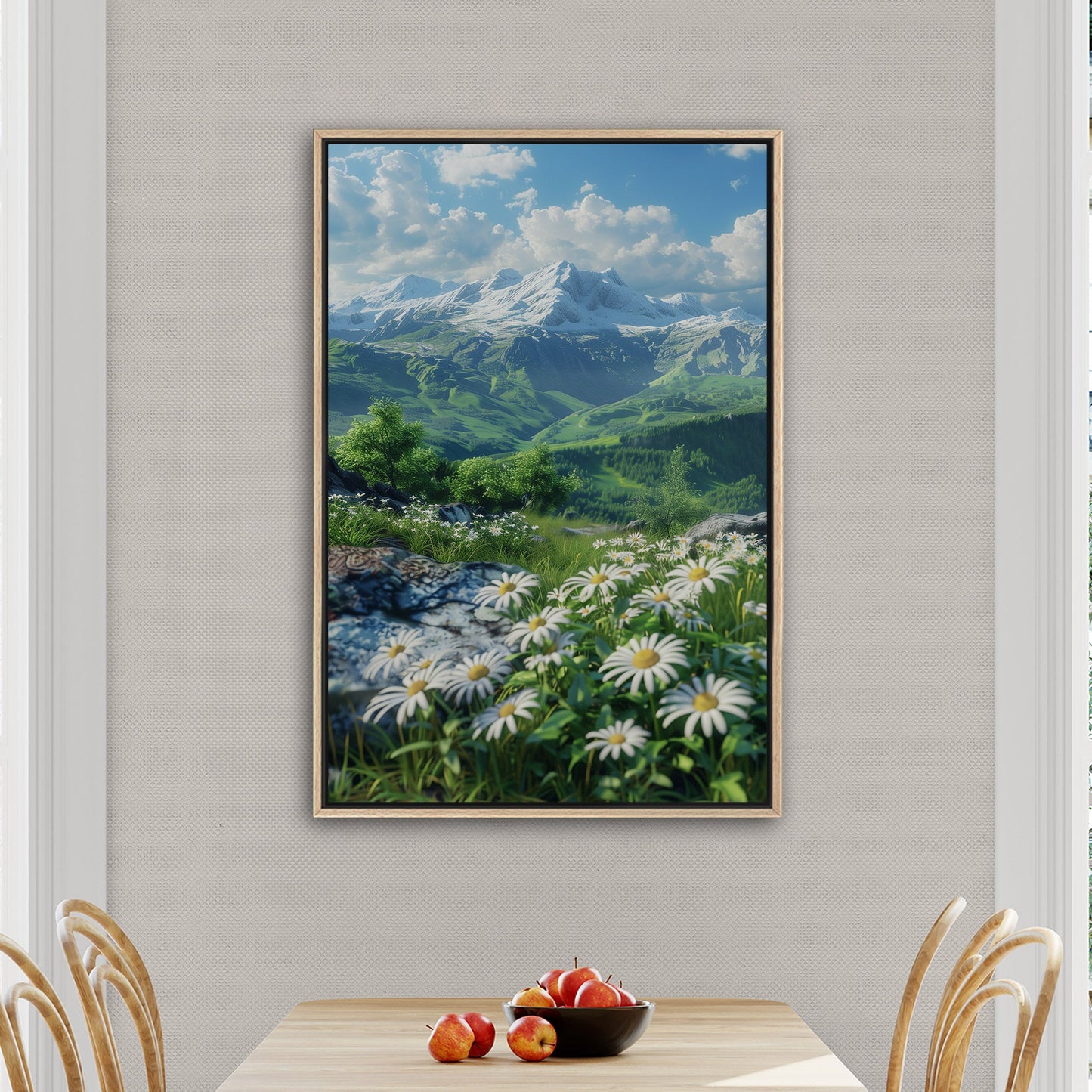 Tranquil green mountains near daisies - Zenith Zen