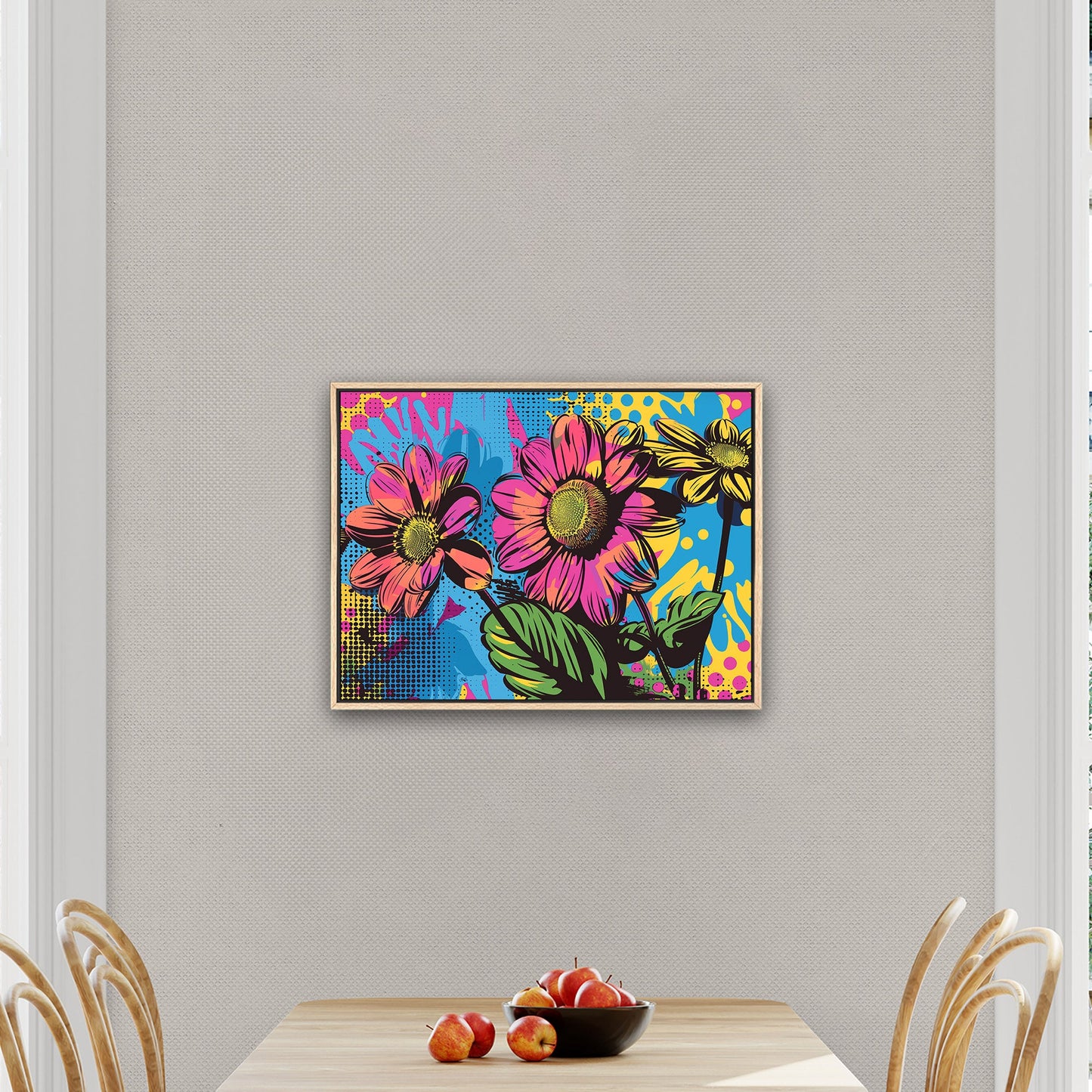 Flowers in Pop Art Printed Style - Blossoms of Creativity