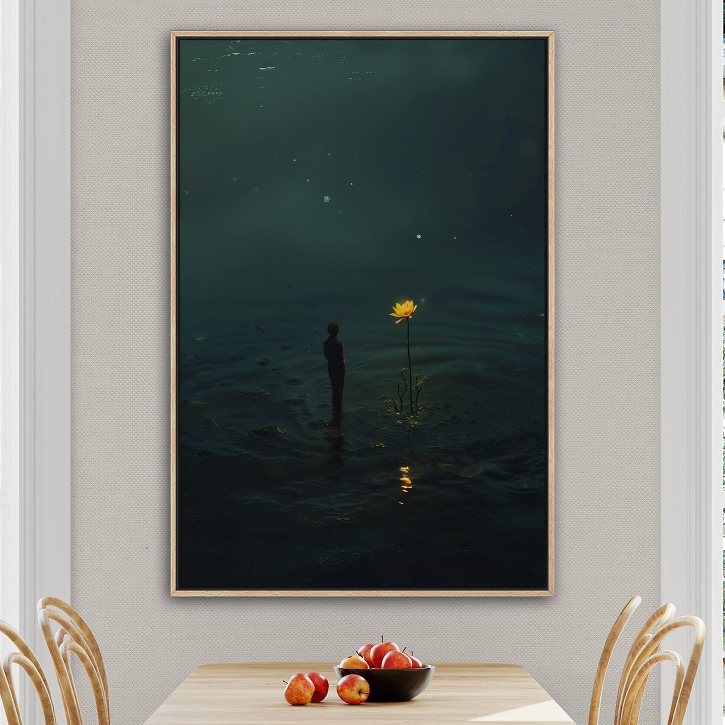Surreal Image of Man Staring at Giant Dandelion - Hope's Flicker in Despair's Abyss