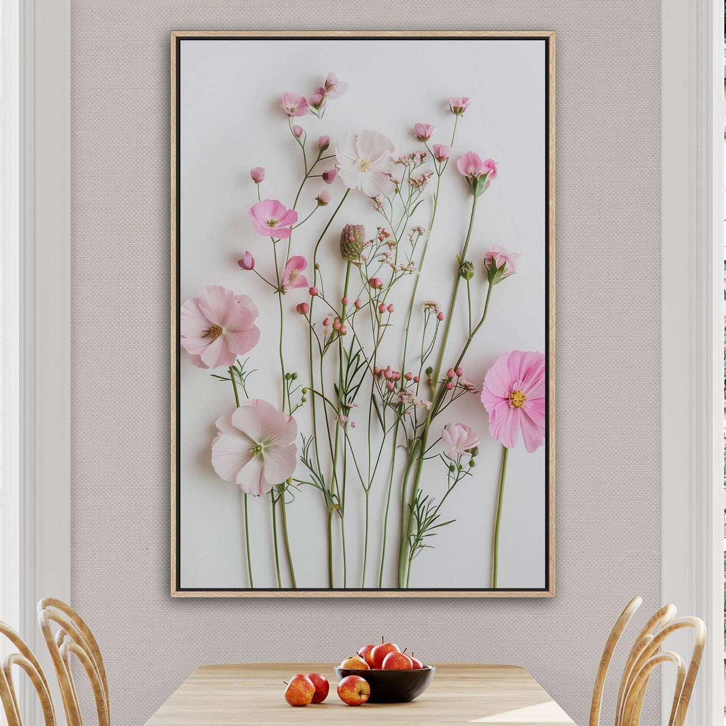 Elegant pink wildflower botanical wall art -Enchanted Blossoms