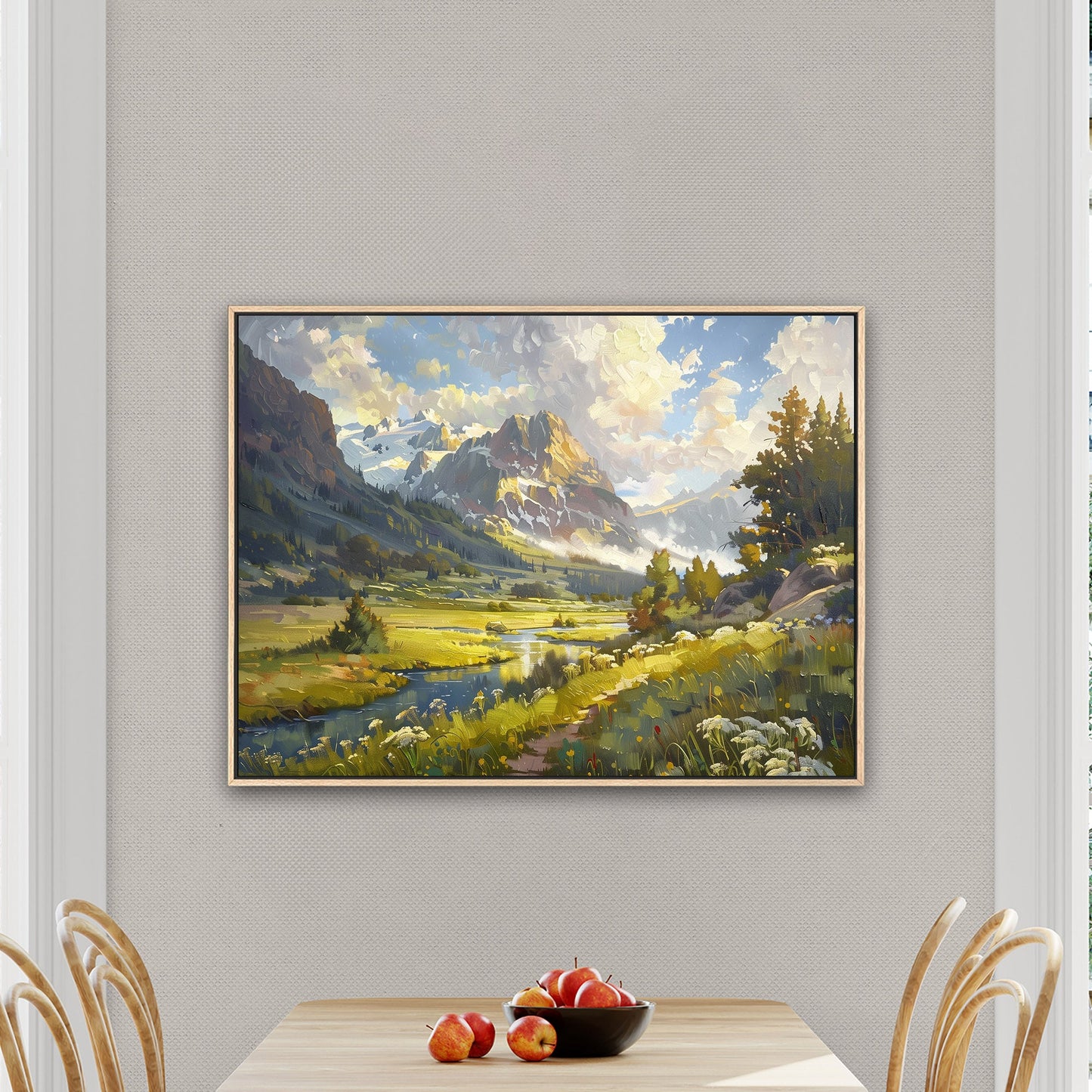 Vibrant landscape oil painting capturing nature's essence - Enriched Elegance