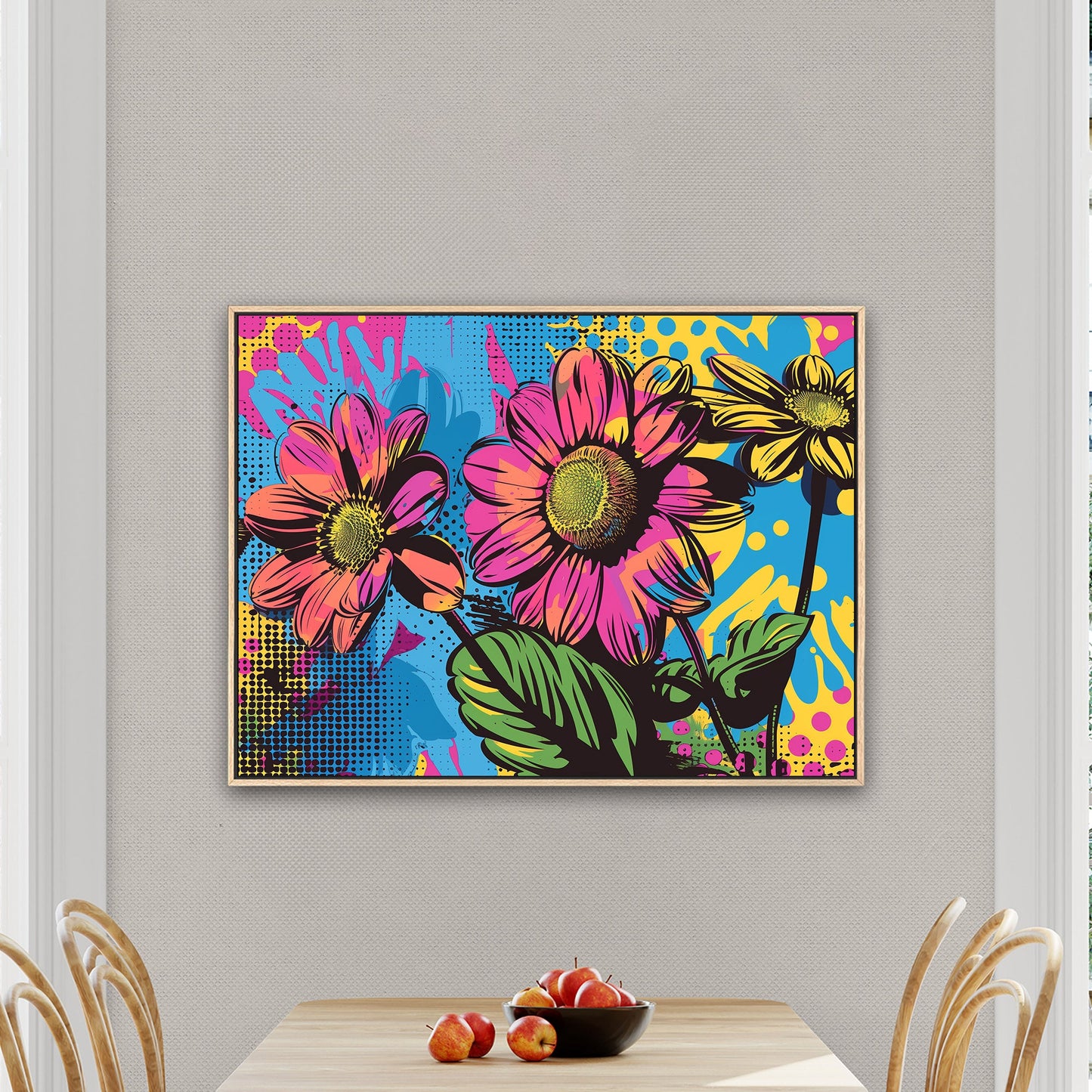 Flowers in Pop Art Printed Style - Blossoms of Creativity