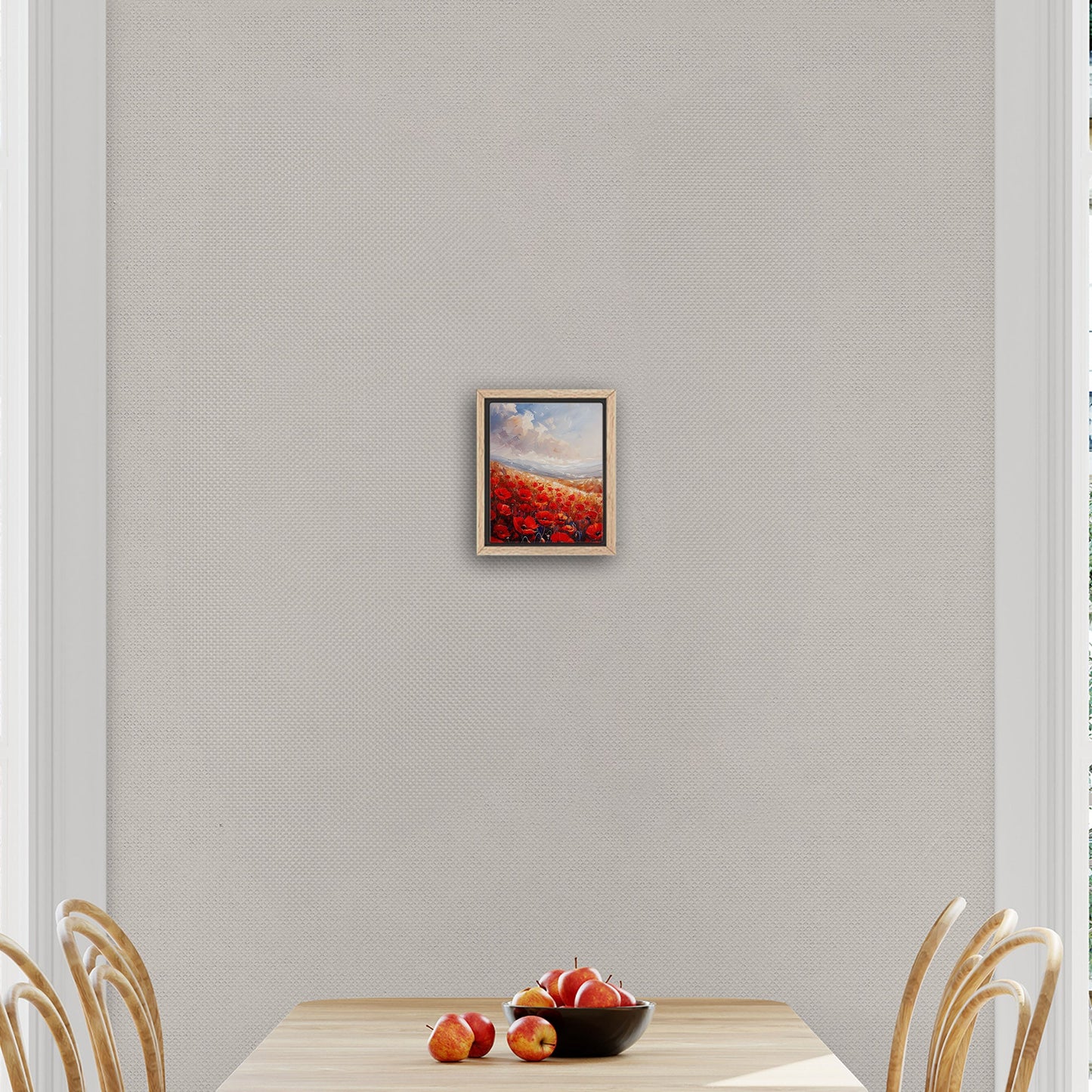 Poppy Field Painting in Minimalist Style - Serene Elegance