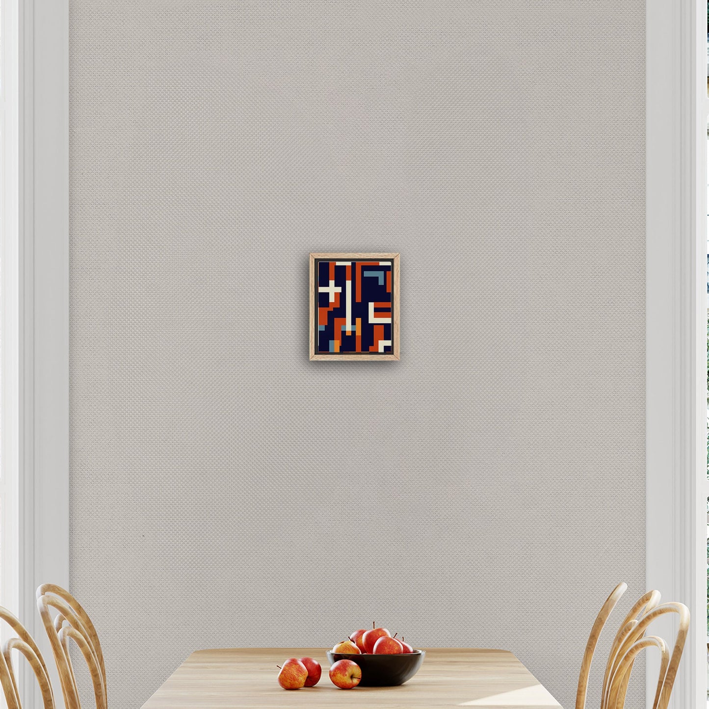 Geometric abstract wall art in blue and gold - Zenith Bliss