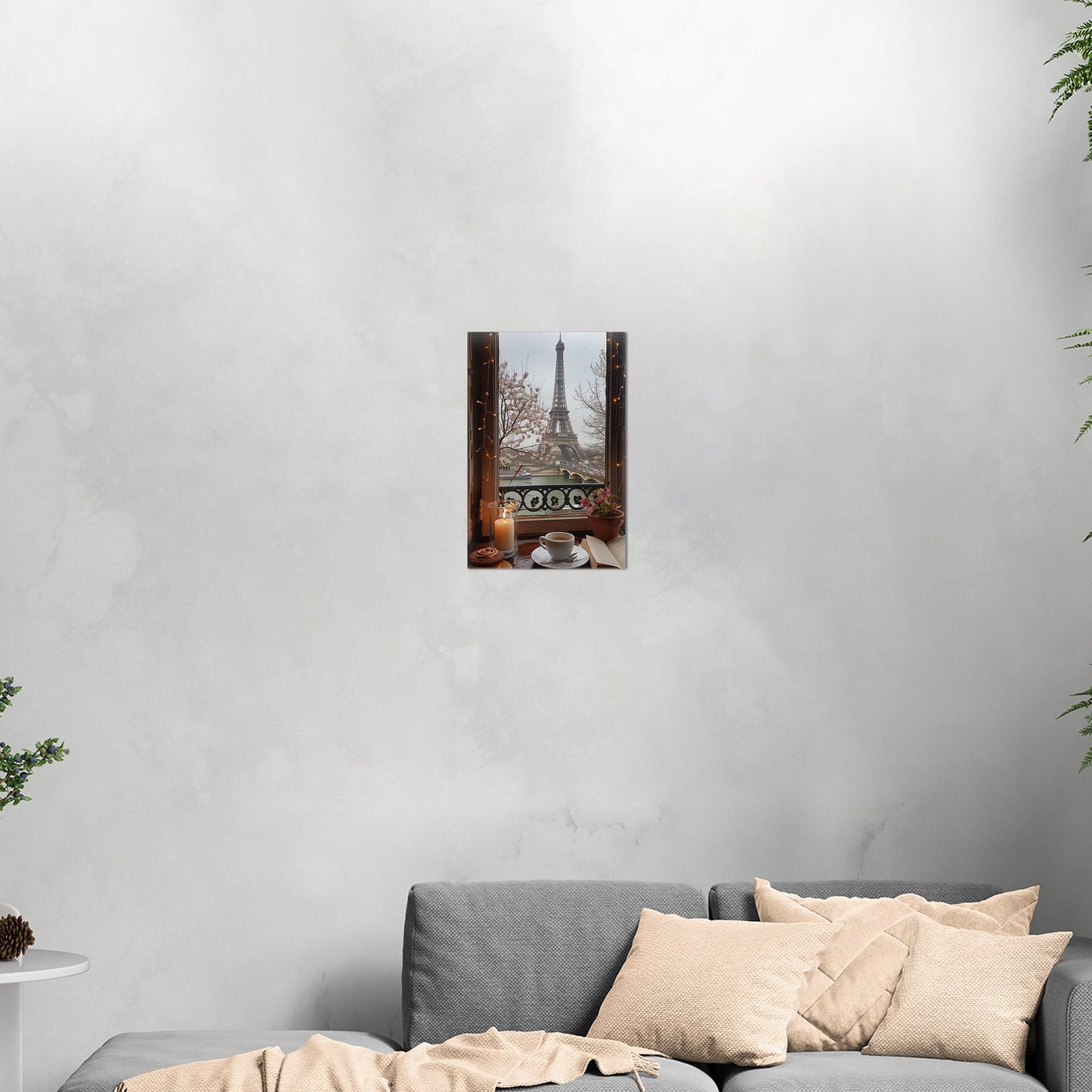 Cozy Paris Cafe Scene with Eiffel Tower View