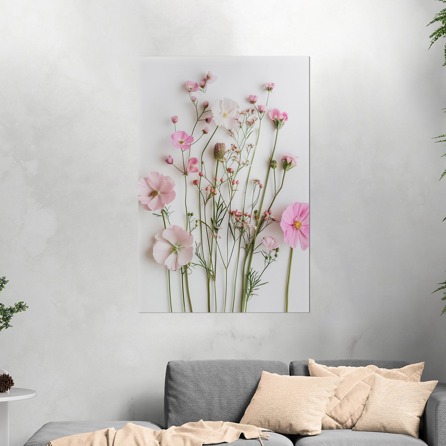 Elegant pink wildflower botanical wall art -Enchanted Blossoms
