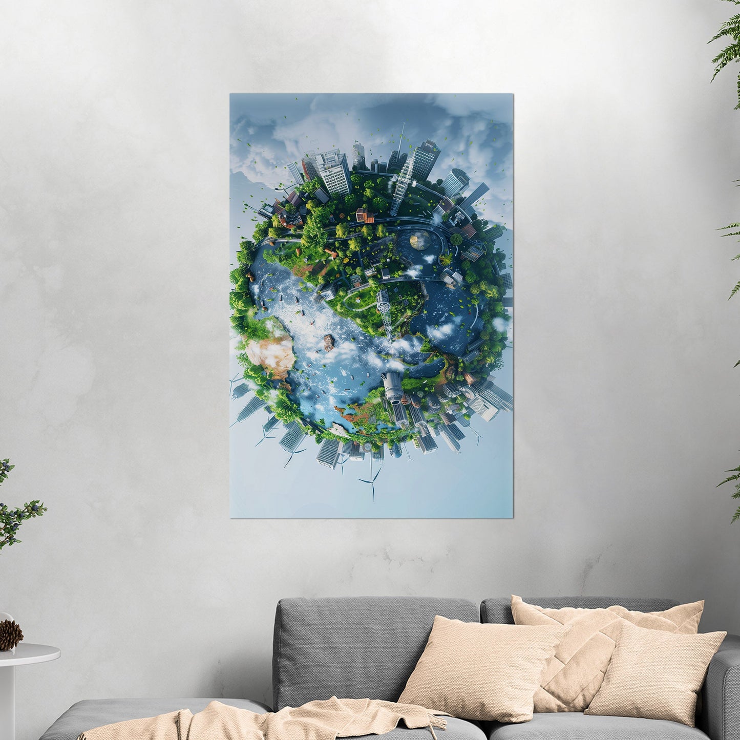 Captivating Earth View with Intricate Buildings - Magnificent City Canvas