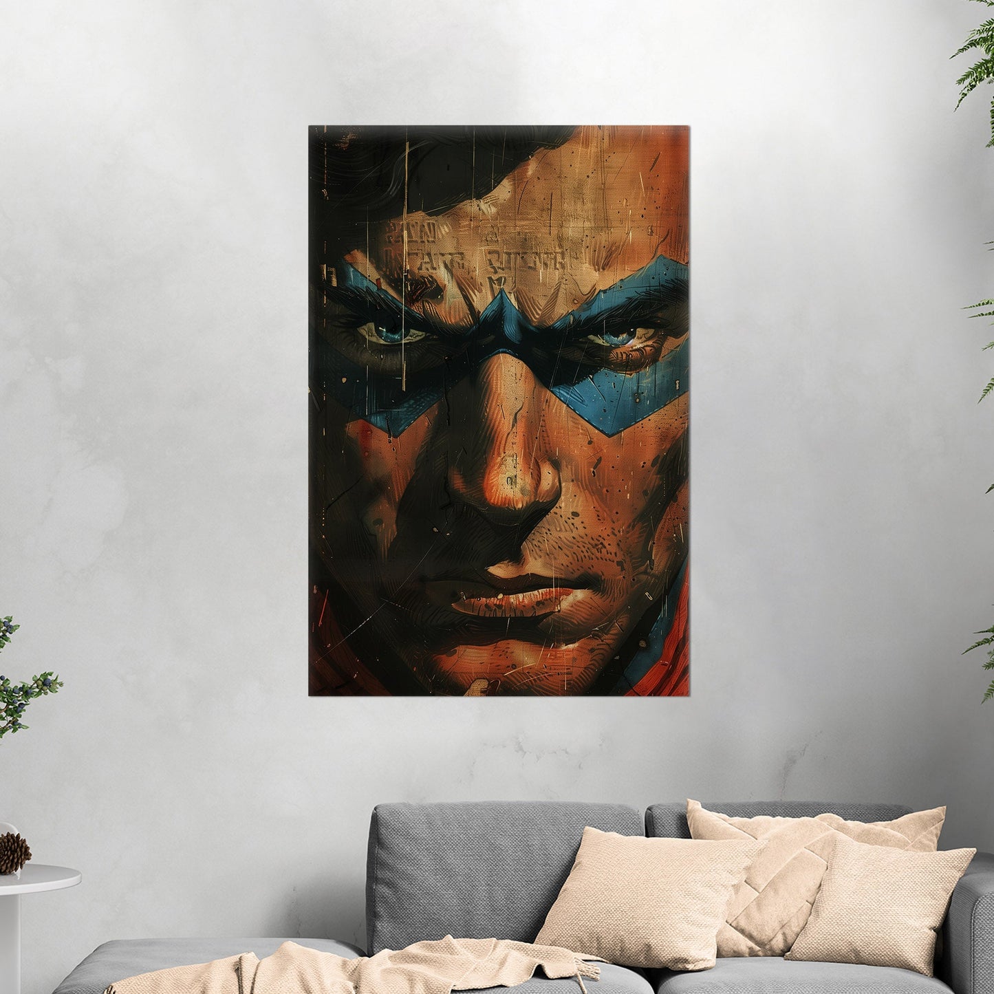 Comicbook style closeup superhero face portrait - Epic Heroic Vintage Comic Closeup Art