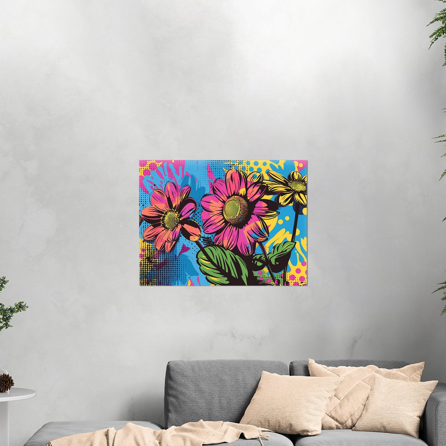 Flowers in Pop Art Printed Style - Blossoms of Creativity