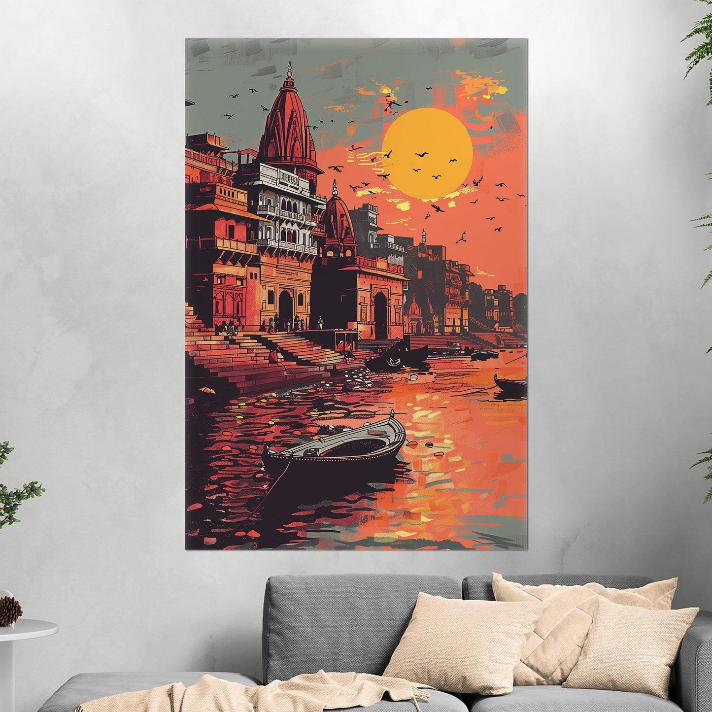 Vibrant Banaras Ghat illustration - Cultural Oasis