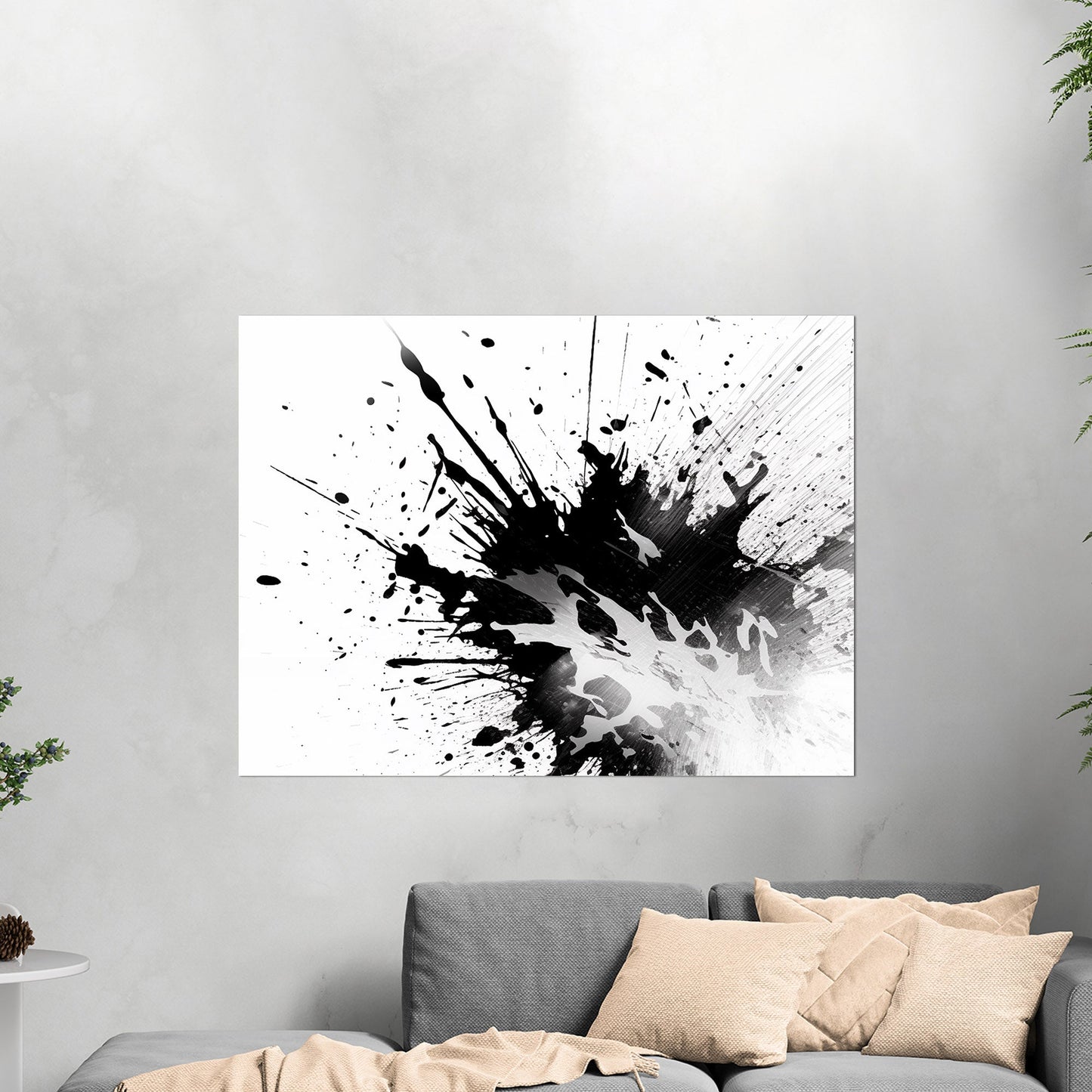 Black and white abstract ink splatter art - Captivating Monochrome Ink Splatter Zen