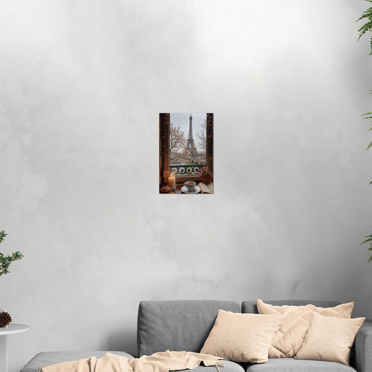 Cozy Paris Cafe Scene with Eiffel Tower View