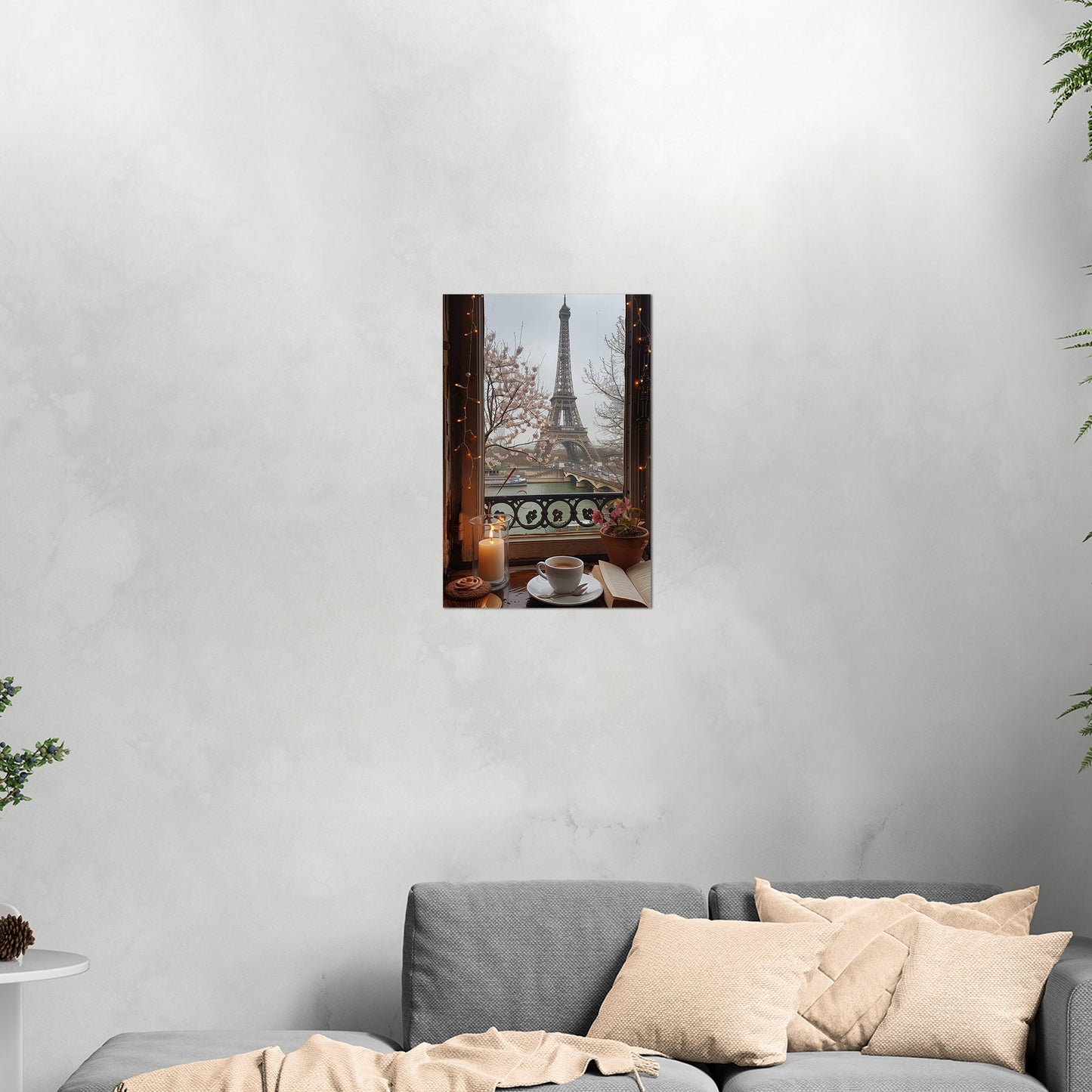 Cozy Paris Cafe Scene with Eiffel Tower View