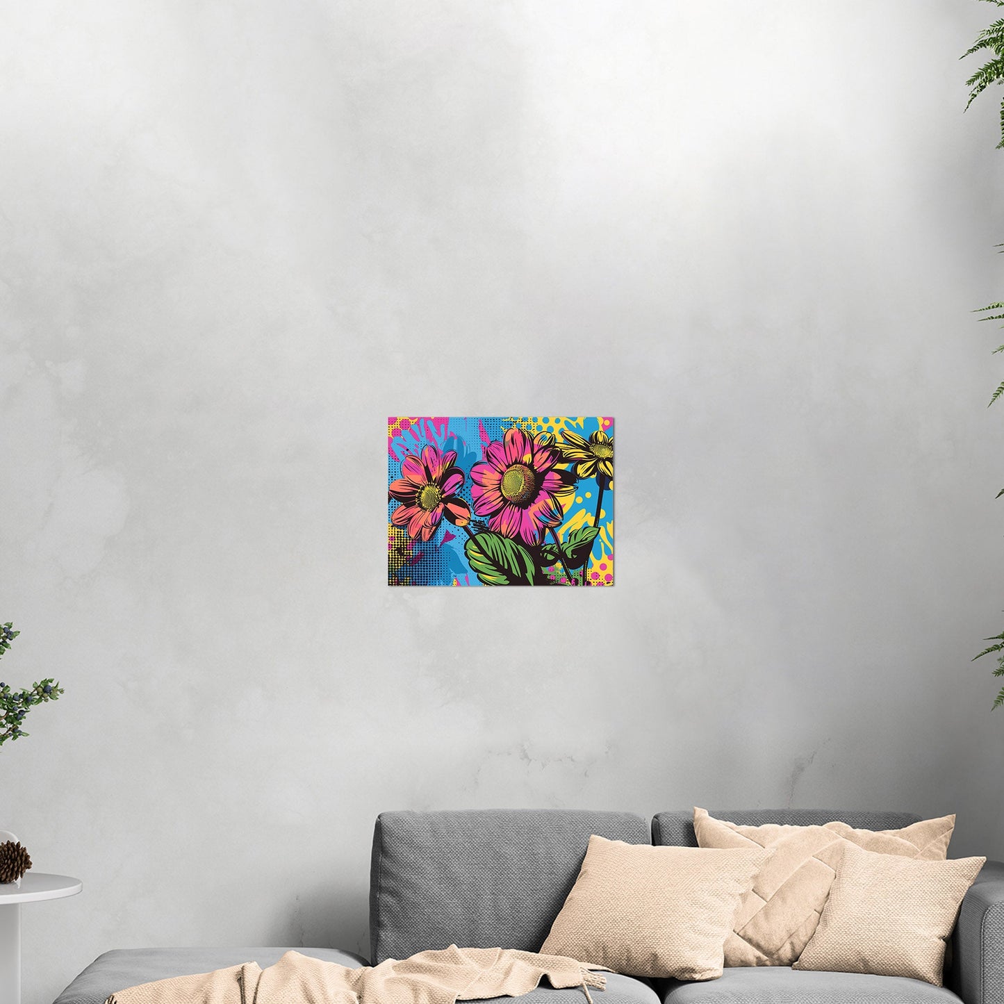Flowers in Pop Art Printed Style - Blossoms of Creativity