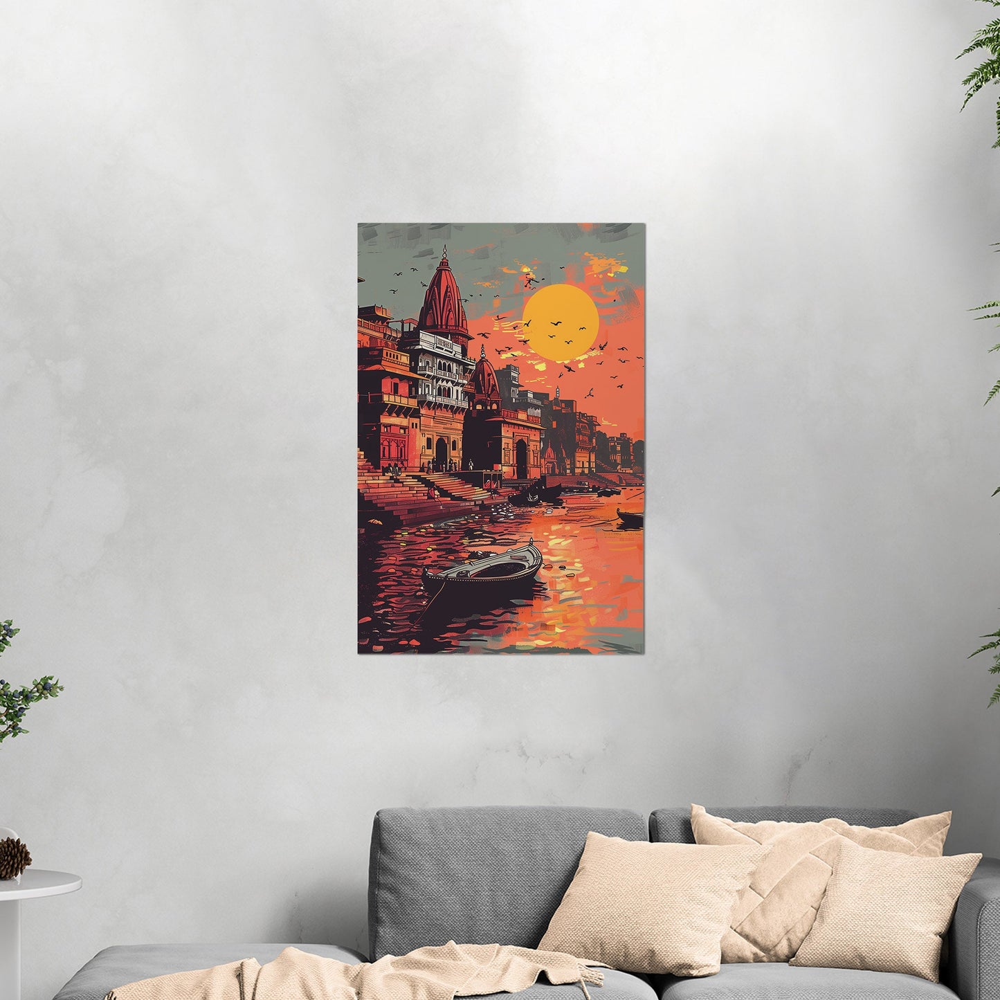 Vibrant Banaras Ghat illustration - Cultural Oasis