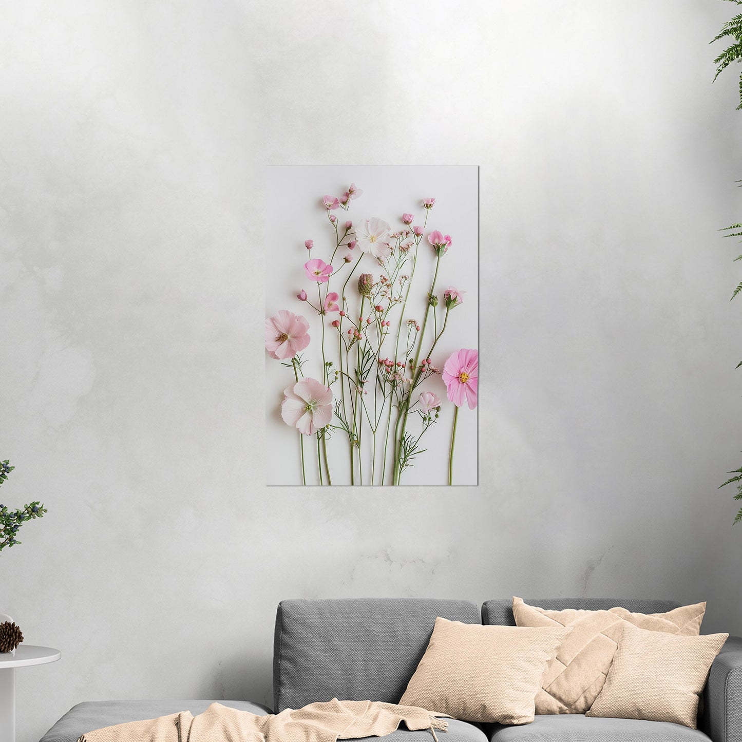 Elegant pink wildflower botanical wall art -Enchanted Blossoms