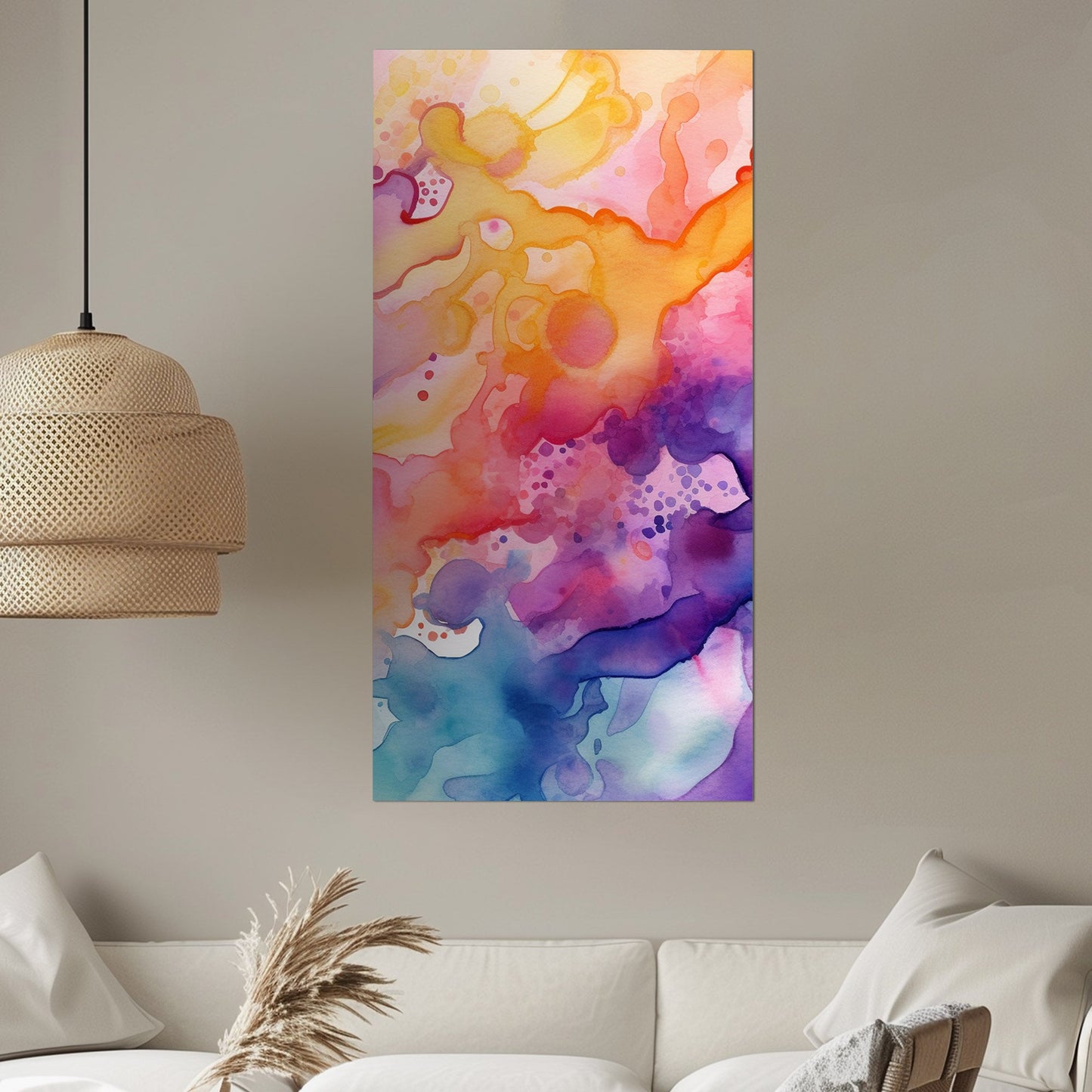 Abstract watercolor art with vibrant colors