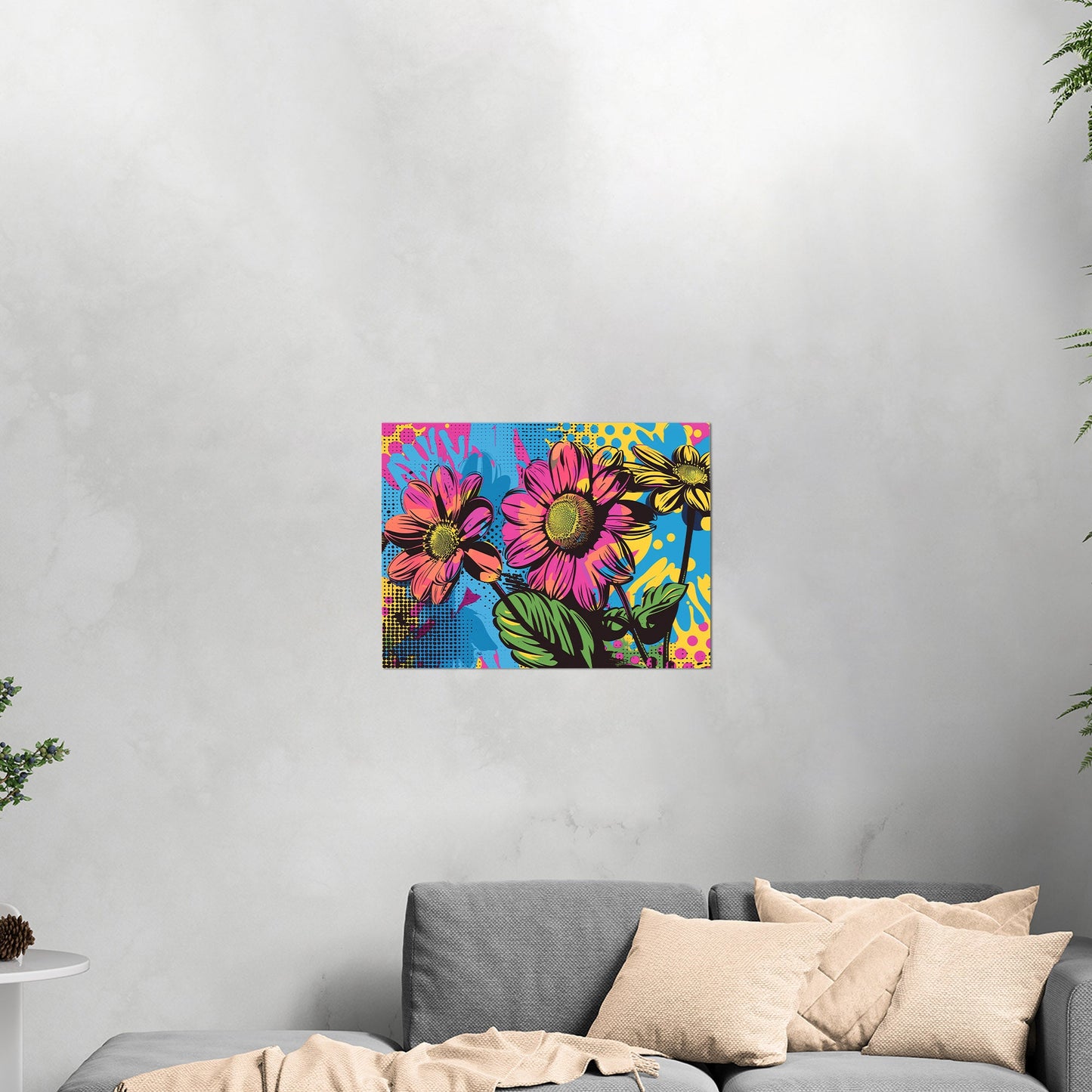 Flowers in Pop Art Printed Style - Blossoms of Creativity