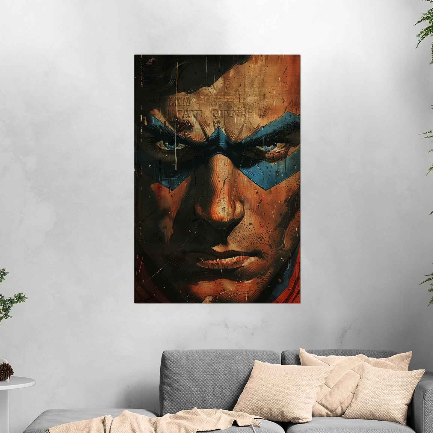 Comicbook style closeup superhero face portrait - Epic Heroic Vintage Comic Closeup Art