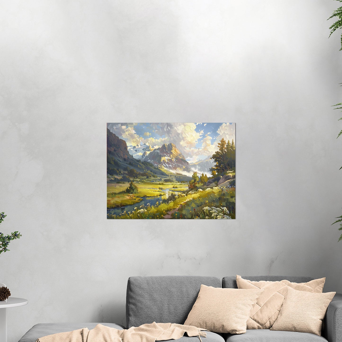 Vibrant landscape oil painting capturing nature's essence - Enriched Elegance