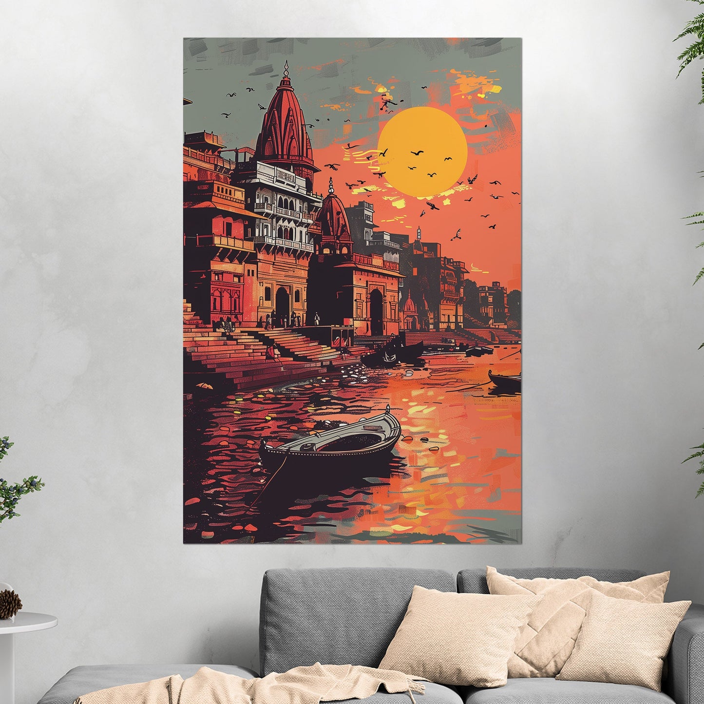 Vibrant Banaras Ghat illustration - Cultural Oasis