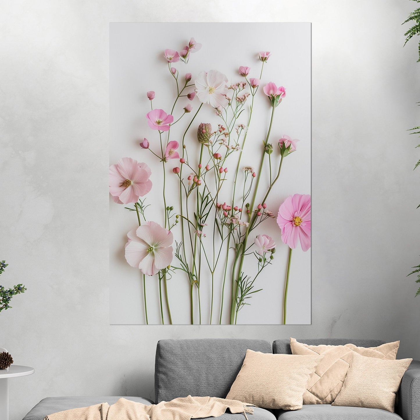 Elegant pink wildflower botanical wall art -Enchanted Blossoms