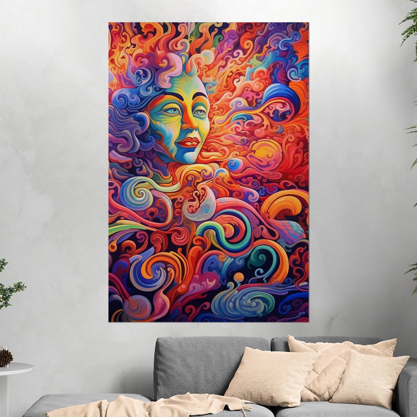 Psychedelic abstract airbrush painting of Vibrant Ebony - Enigmatic Revolution